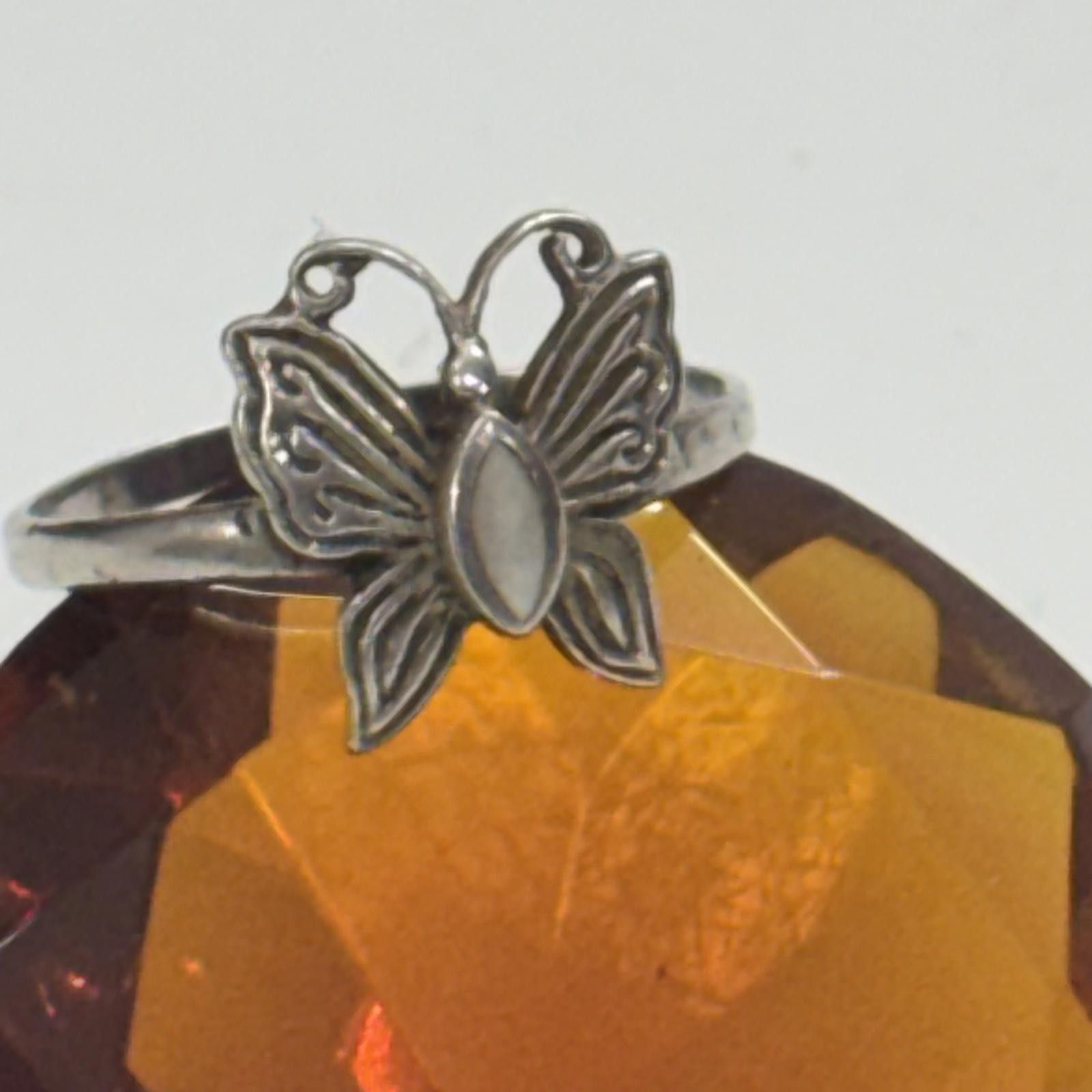 Other Vtg Sterling butterfly ring with mother of pearl inlay sz 9 Size ONE SIZE - 1 Thumbnail