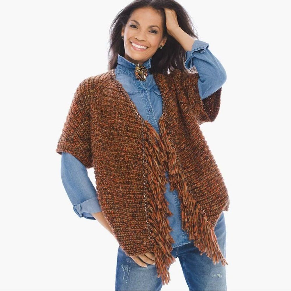 Chicos Chico's Katarina Hardware Fringe Cardigan Size 0 US S Size S / US 4 / IT 40 - 1 Thumbnail