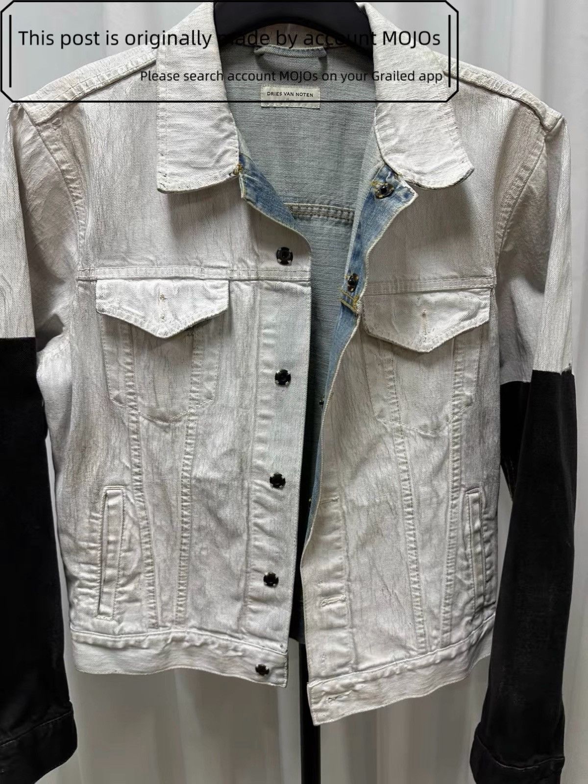 Dries Van Noten Sz L Dries Van Noten White Paint Denim Jacket mojos9 Size US L / EU 52-54 / 3 - 7 Thumbnail