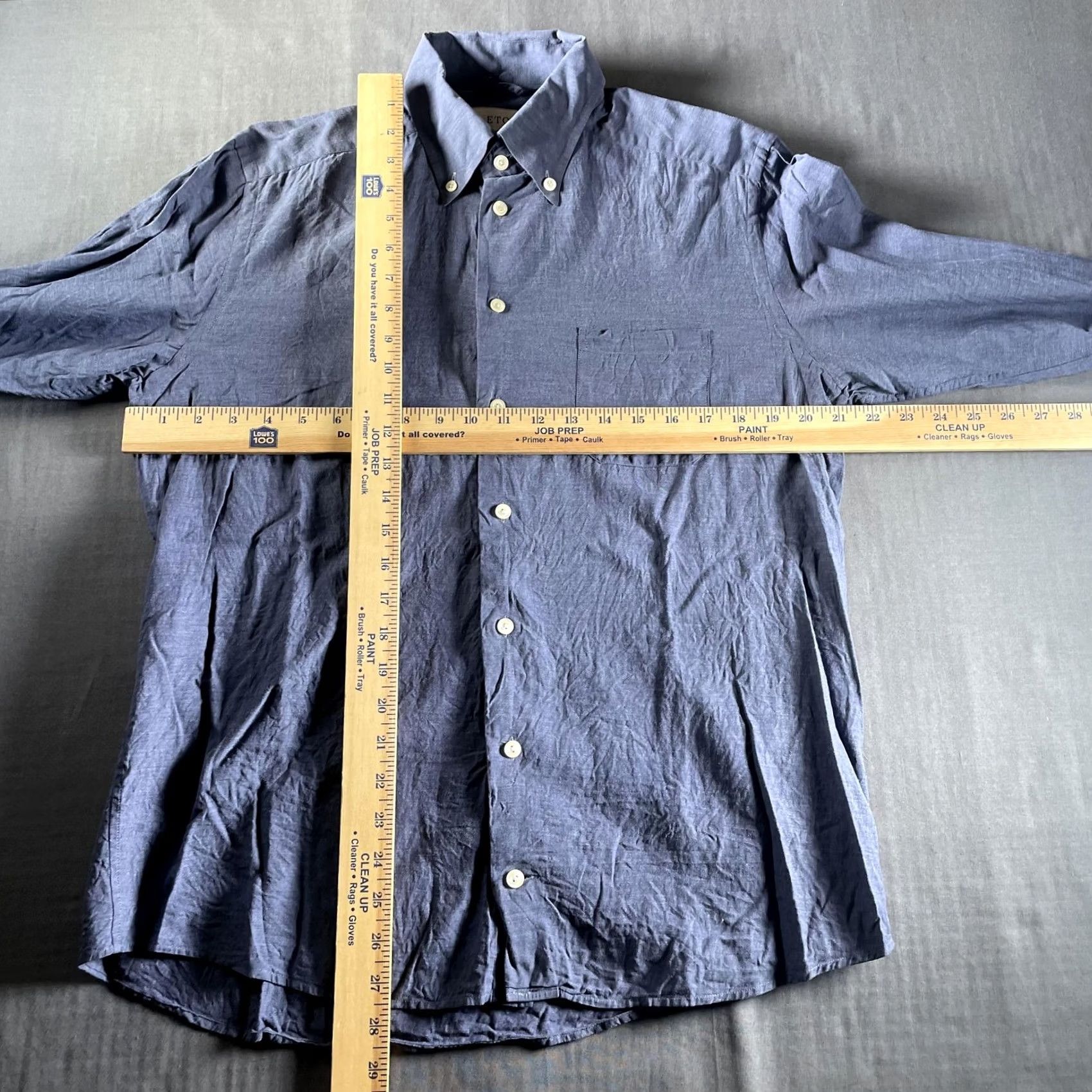 Eton Eton Shirt Mens Medium Blue Chambray Button-Down Collar 100% Cotton Long Sleeve Pocket Regular Fit Size US M / EU 48-50 / 2 - 6 Thumbnail