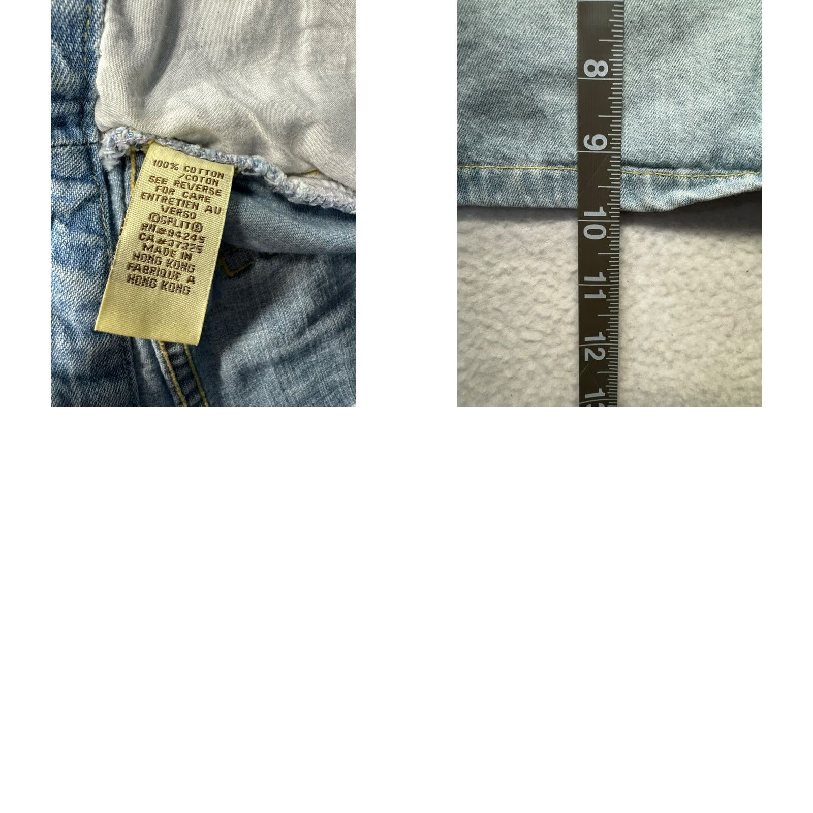 Vintage Split Shorts Women 11 Blue Light Wash Cotton Cut-Off Regular 100% Cotton Casual Pre-Owned Like New Size 32" / US 10 / IT 46 - 8 Thumbnail