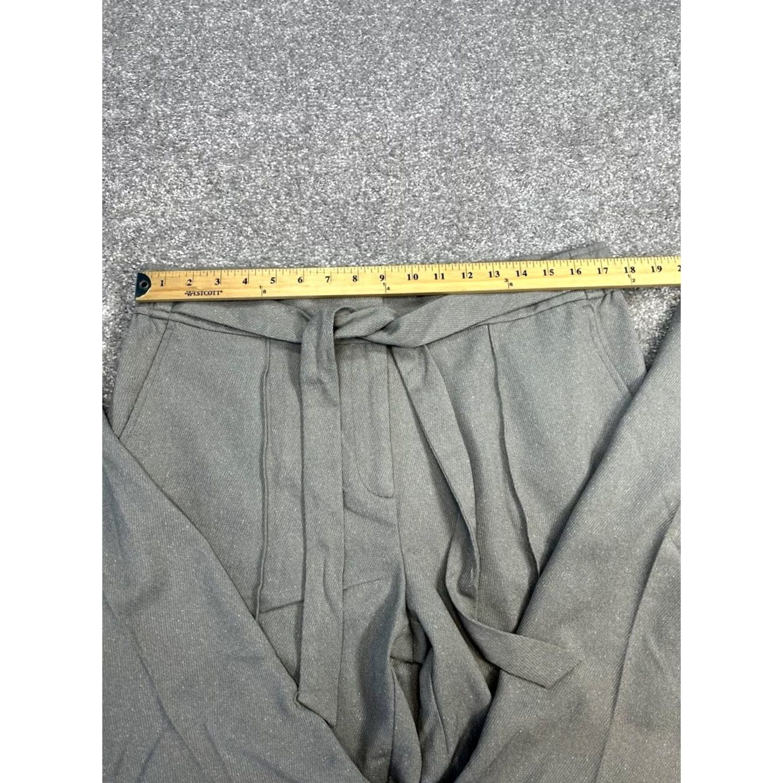 Loft Loft Dress Pants Womens 12 Gray Pleated High Rise Tapered Paperbag Tie Waist Nylon Blend Dress Pants Loft Women's 12 Gray Size 34" / US 12 / IT 48 - 3 Thumbnail