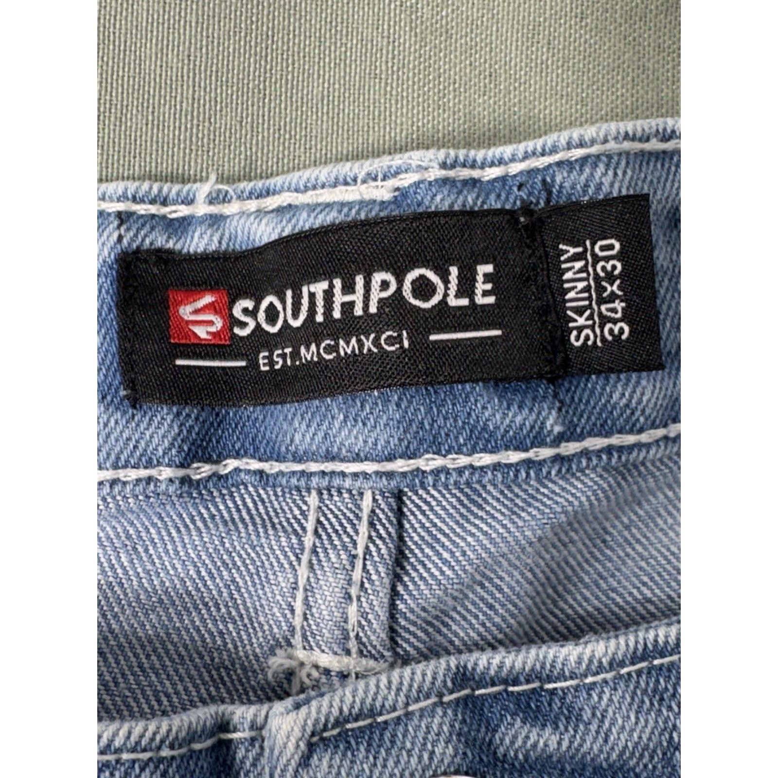 Southpole Southpole Skinny Jeans 34x30 Light Wash Distressed Stretch Size US 34 / EU 50 - 9 Thumbnail