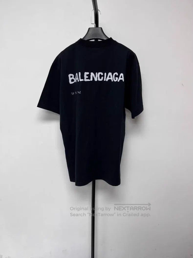 Balenciaga Balenciaga Logo Printed Rib Knit Short Sleeve Drop Shoulde Size XS / US 0-2 / IT 36-38 - 2 Thumbnail