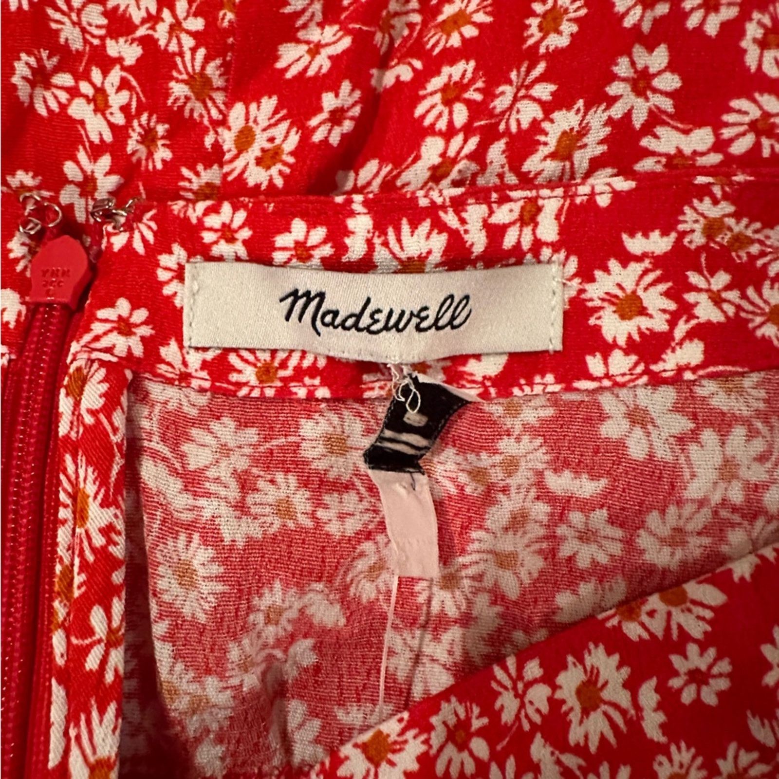 Madewell Madewell Midi Slip Side Slit Skirt in Red & White Floral XS Size 24" / US 00 / IT 34 - 8 Thumbnail