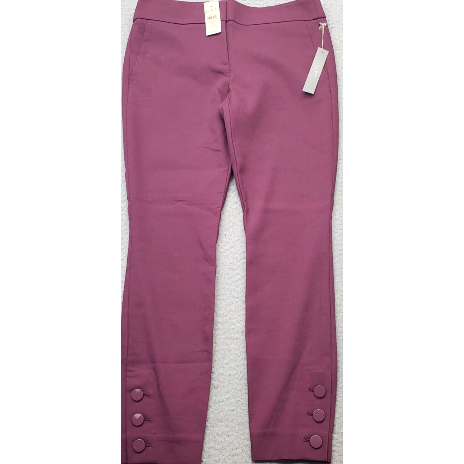 Loft LOFT Womens Purple Stretch Skinny Ankle Pants 4P Button Hem Outdoor Casual Formal Size 27" / US 4 / IT 40 - 2 Thumbnail