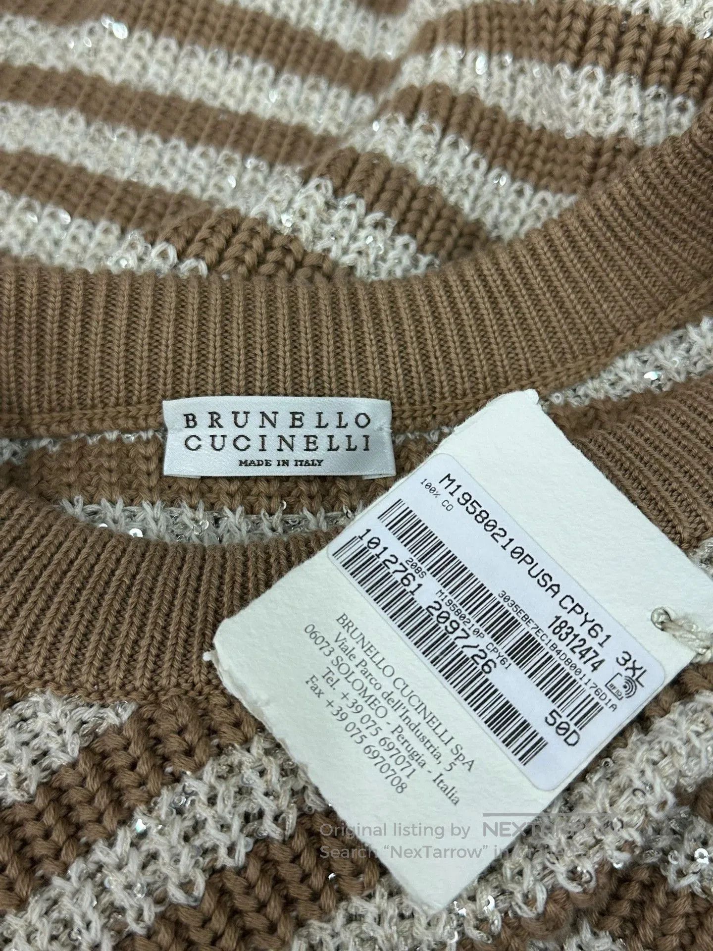 Brunello Cucinelli Brunello Cucinelli Sequin Stripe Sweater. Size US XXL / EU 58 / 5 - 5 Thumbnail