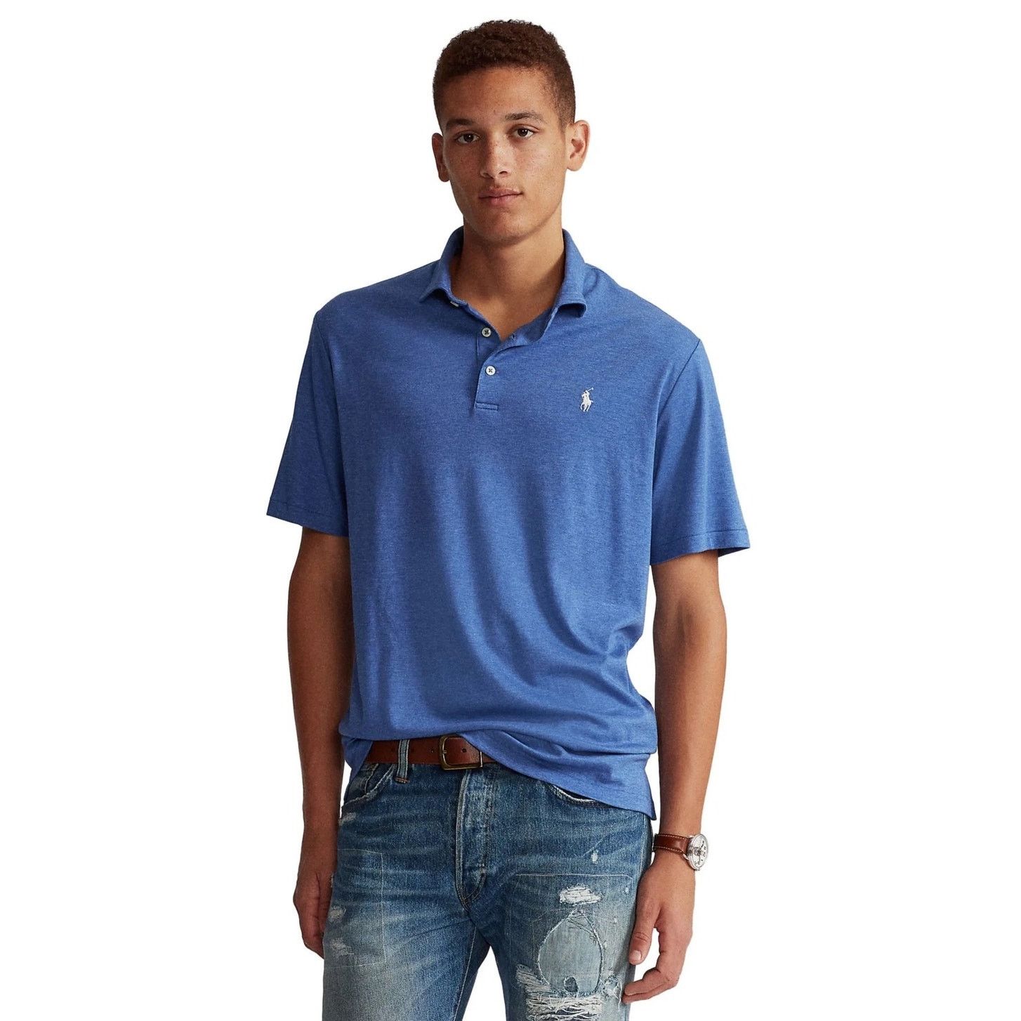 Polo Ralph Lauren Polo Ralph Lauren Blue Heather Short Sleeve Classic Fit Polo Size US XL / EU 56 / 4 - 1 Thumbnail