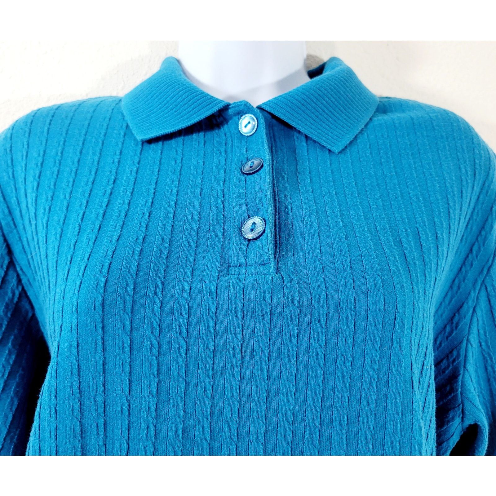 Other Draper's & Damon's Blue 3 Button Henley Collard Top Large Size L / US 10 / IT 46 - 5 Thumbnail