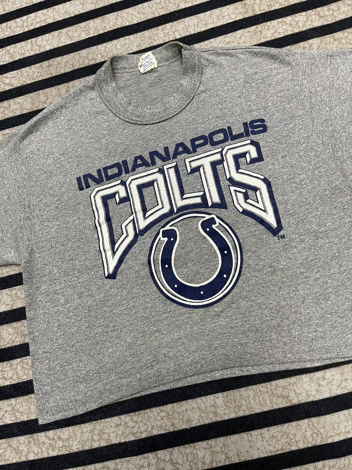 Logo 7 80s INDIANAPOLIS COLTS LOGO 7 SINGLE STITCH TSHIRT L CROP Size L / US 10 / IT 46 - 4 Thumbnail