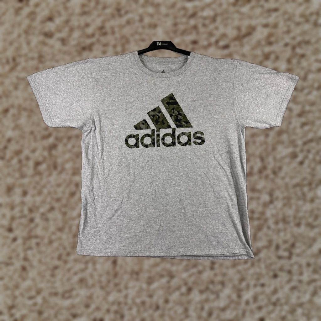 Adidas Adidas Shirt Mens XL Gray Camo Logo Short Sleeve Crew Neck Sports T-Shirt Men’s Slim Fit, 100% Cotton, Jersey, Logo, All Seasons Size US XL / EU 56 / 4 - 1 Thumbnail