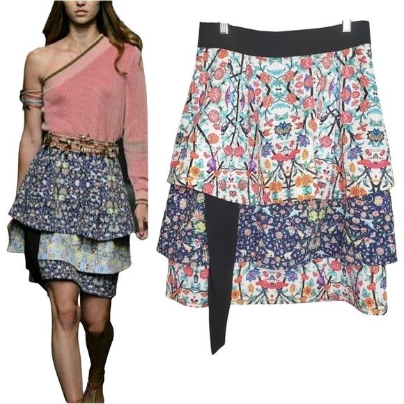 Other Miahatami 3-Tiered Vibrant Skirt NWT Designer Size 28" / US 6 / IT 42 - 1 Thumbnail