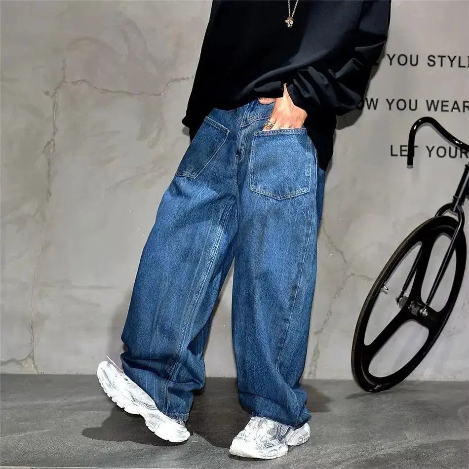 Japanese Brand Design Dirty Baggy Straight Jeans Pants Size US 32 / EU 48 - 5 Thumbnail