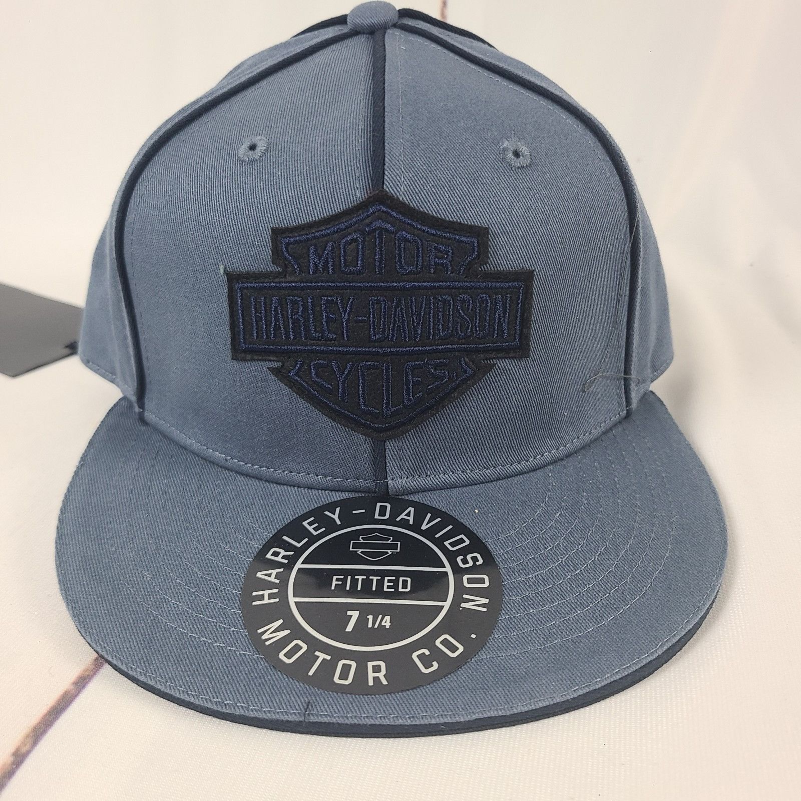 Harley Davidson Harley Davidson Motor Cycle Fitted Hat Size 7 1/4" Woven Bl Size ONE SIZE - 1 Thumbnail