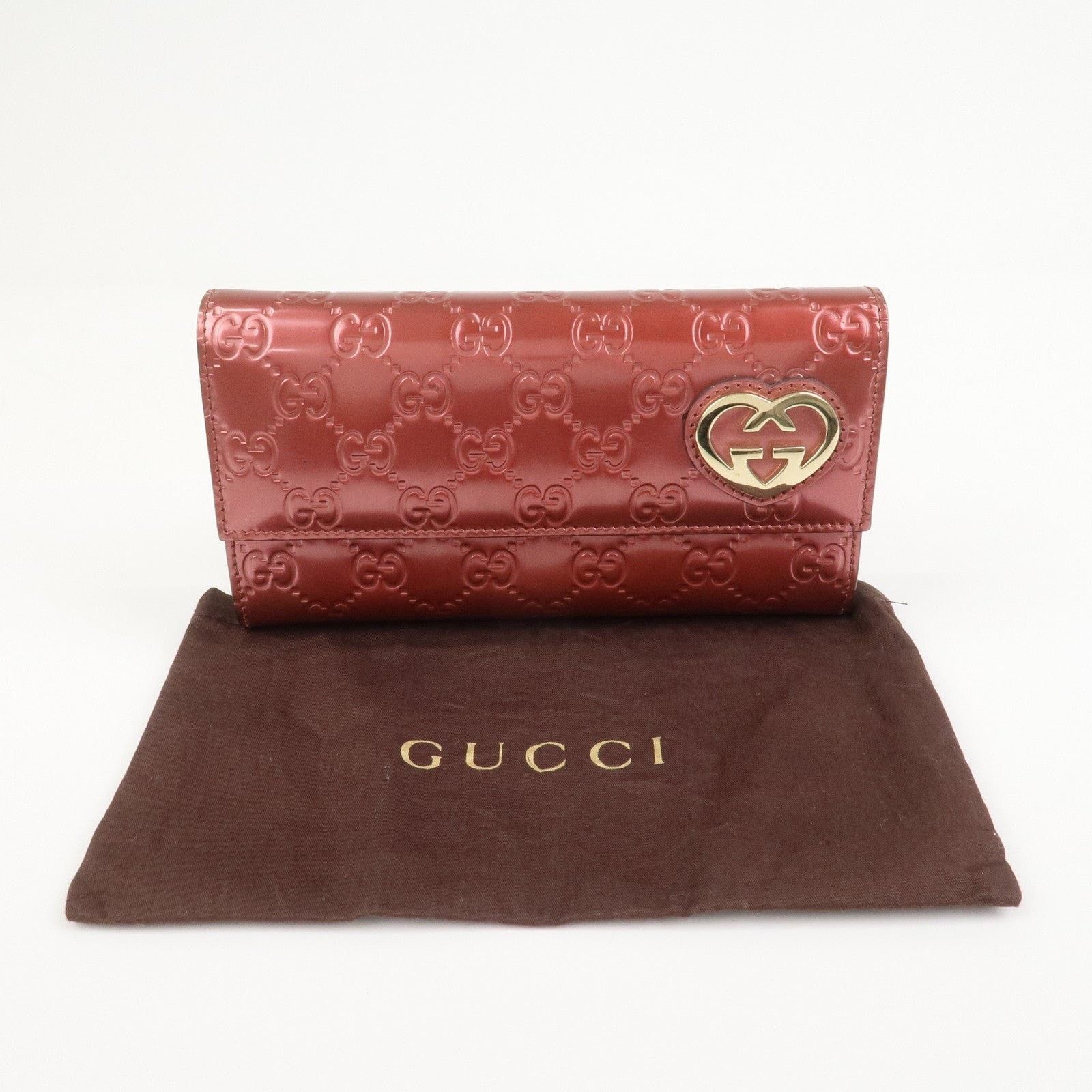 Gucci Guccissima Interlocking G Heart Patent Leather Wallet