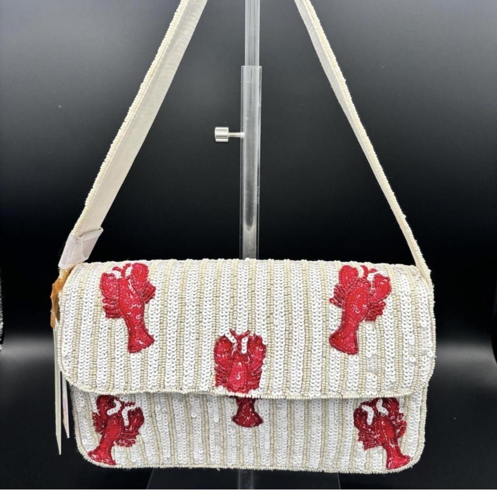 Marsell TikTok Viral Lobster Red & White Striped Beaded Bag Size ONE SIZE - 2 Thumbnail