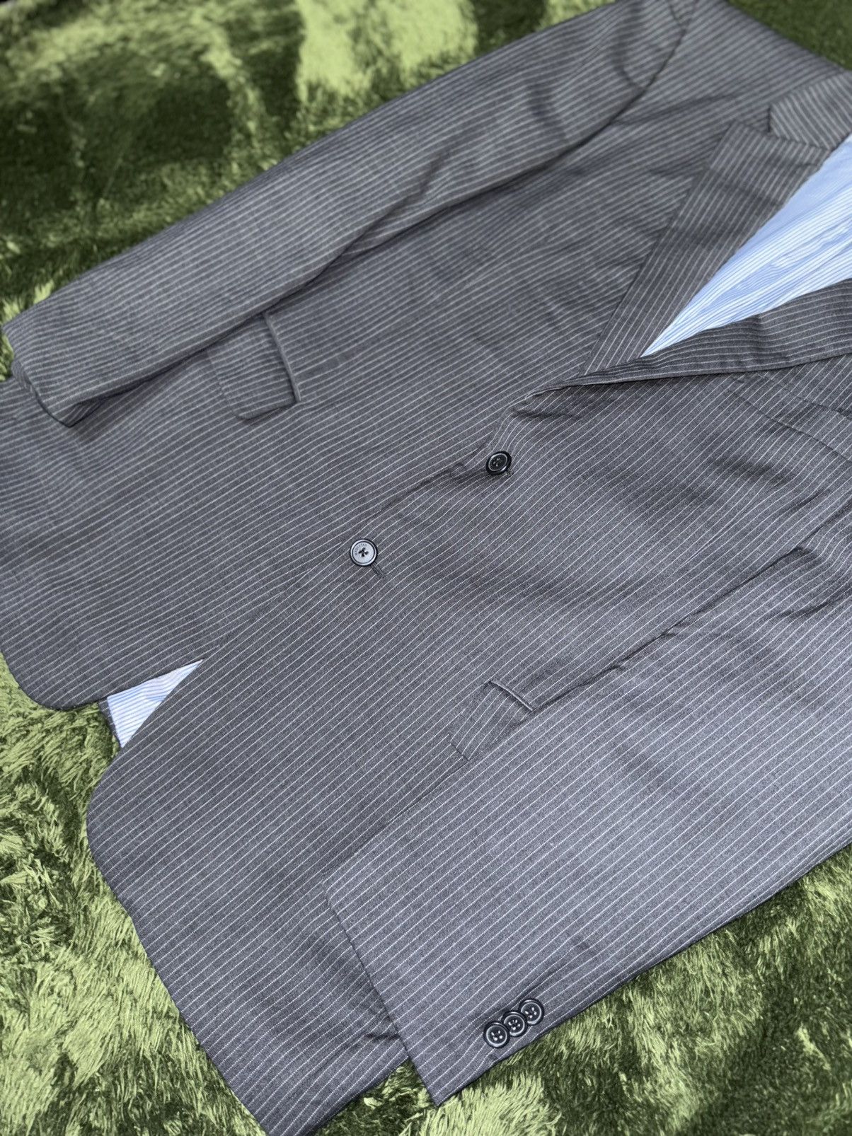 Tommy Hilfiger [42-44] tommy hilfiger USA wool stripe blazer jacket gray Size 42L - 3 Thumbnail