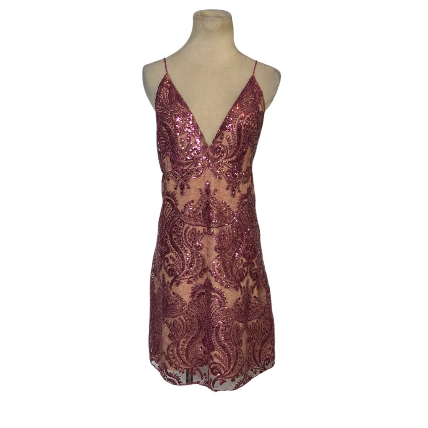 Free People Free People Pink Sequin Spaghetti Strap Mini Dress Size 14 Size XL / US 12-14 / IT 48-50 - 1 Thumbnail