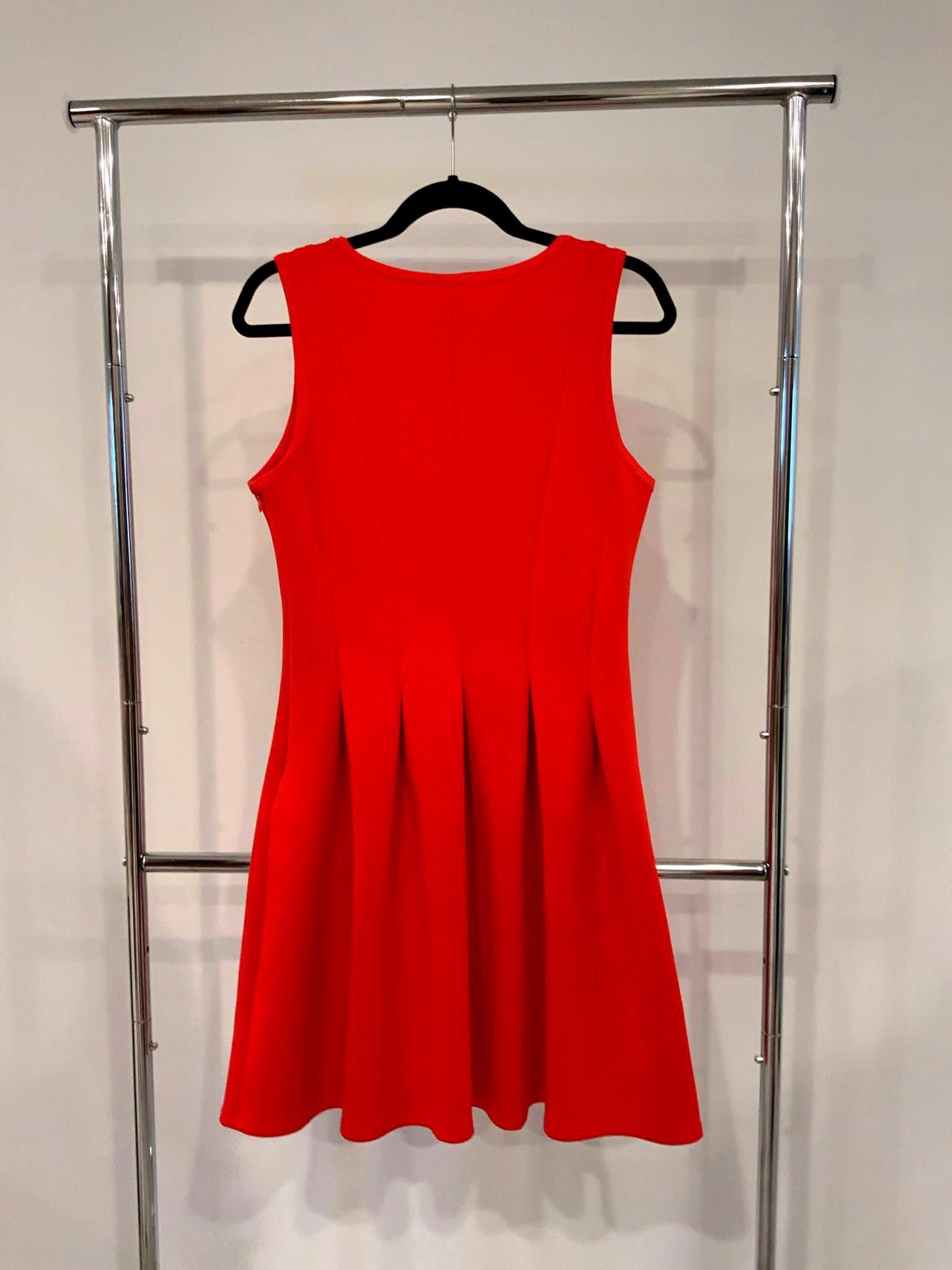 Ann Taylor Ann Taylor Red Pleated Dress - Size 10 Size L / US 10 / IT 46 - 2 Thumbnail