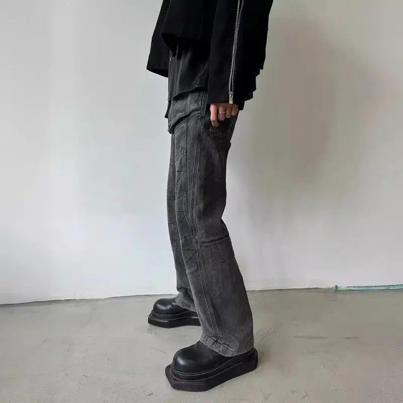 Japanese Brand Straight leg wide leg patchwork fringed jeans Size US 30 / EU 46 - 2 Thumbnail
