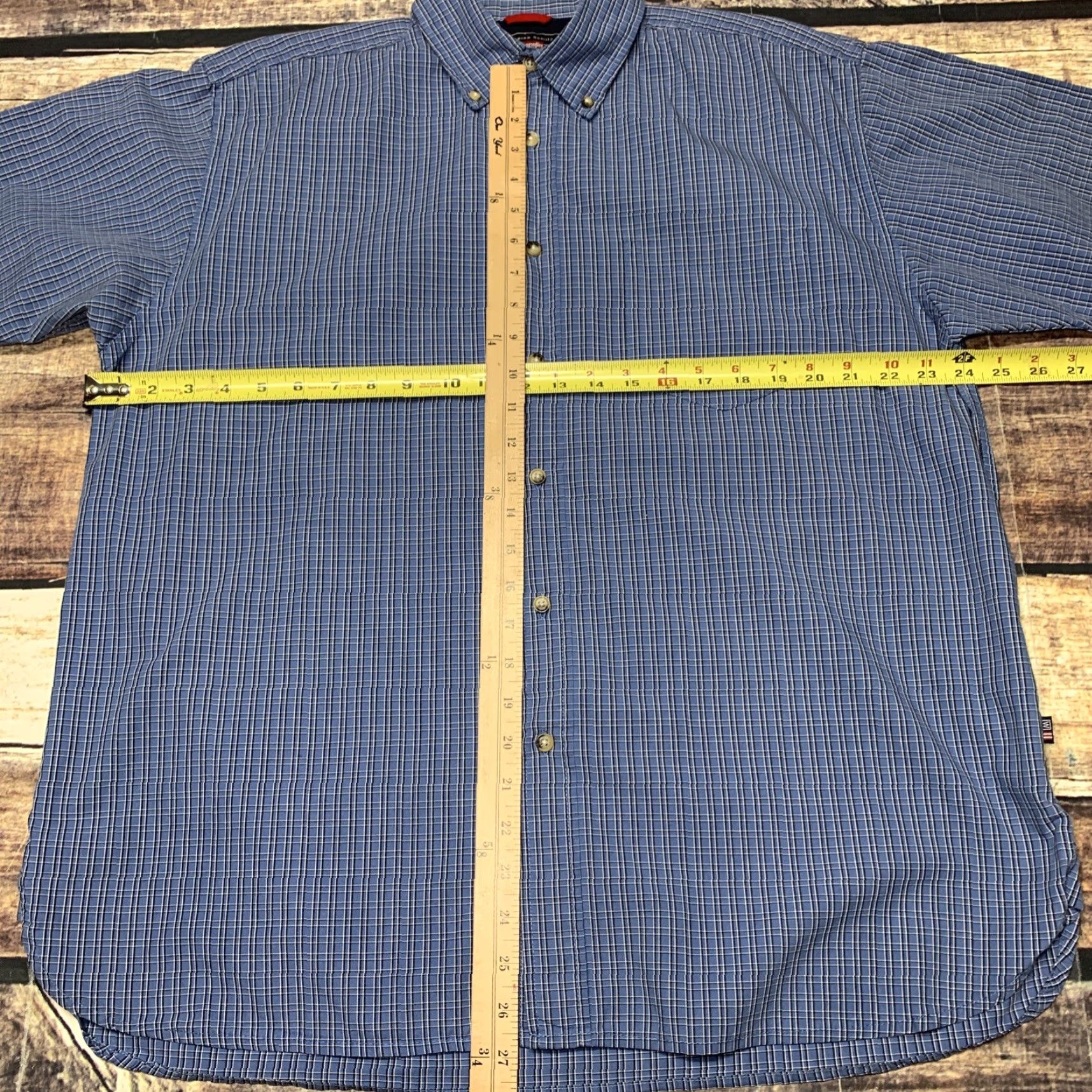 Wrangler Wrangler Short Sleeve Shirt Mens L Blue White Plaid Button-Up Western Size US XL / EU 56 / 4 - 2 Thumbnail