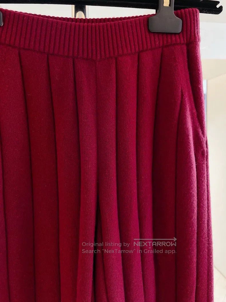 Loro Piana LORO PIANA Dark Red Baby Baby Cashmere Knit Wide Leg Pants Size 24" / US 00 / IT 34 - 3 Thumbnail