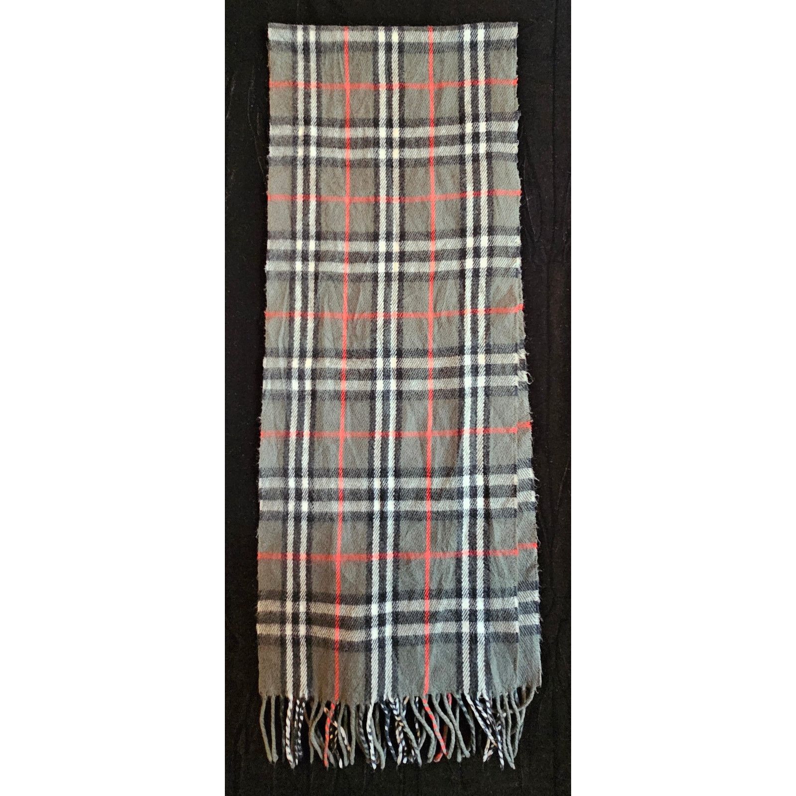 Burberry BURBERRYs of London 100% Lambswool Gray Scarf Nova Check Size ONE SIZE - 4 Thumbnail