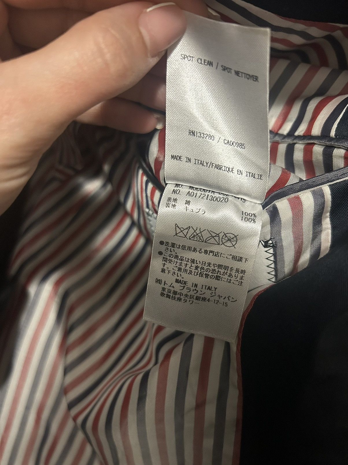Thom Browne Thom Browne Navy Jacket – Signature Stripe Lining – Size 2 Size US M / EU 48-50 / 2 - 7 Thumbnail
