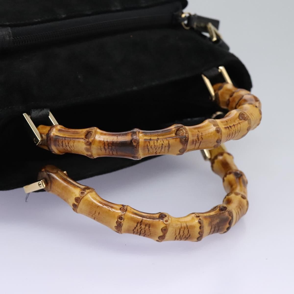Gucci GUCCI Bamboo Handbag Suede Black Gold 000 2265 000 2265 Size ONE SIZE - 7 Thumbnail