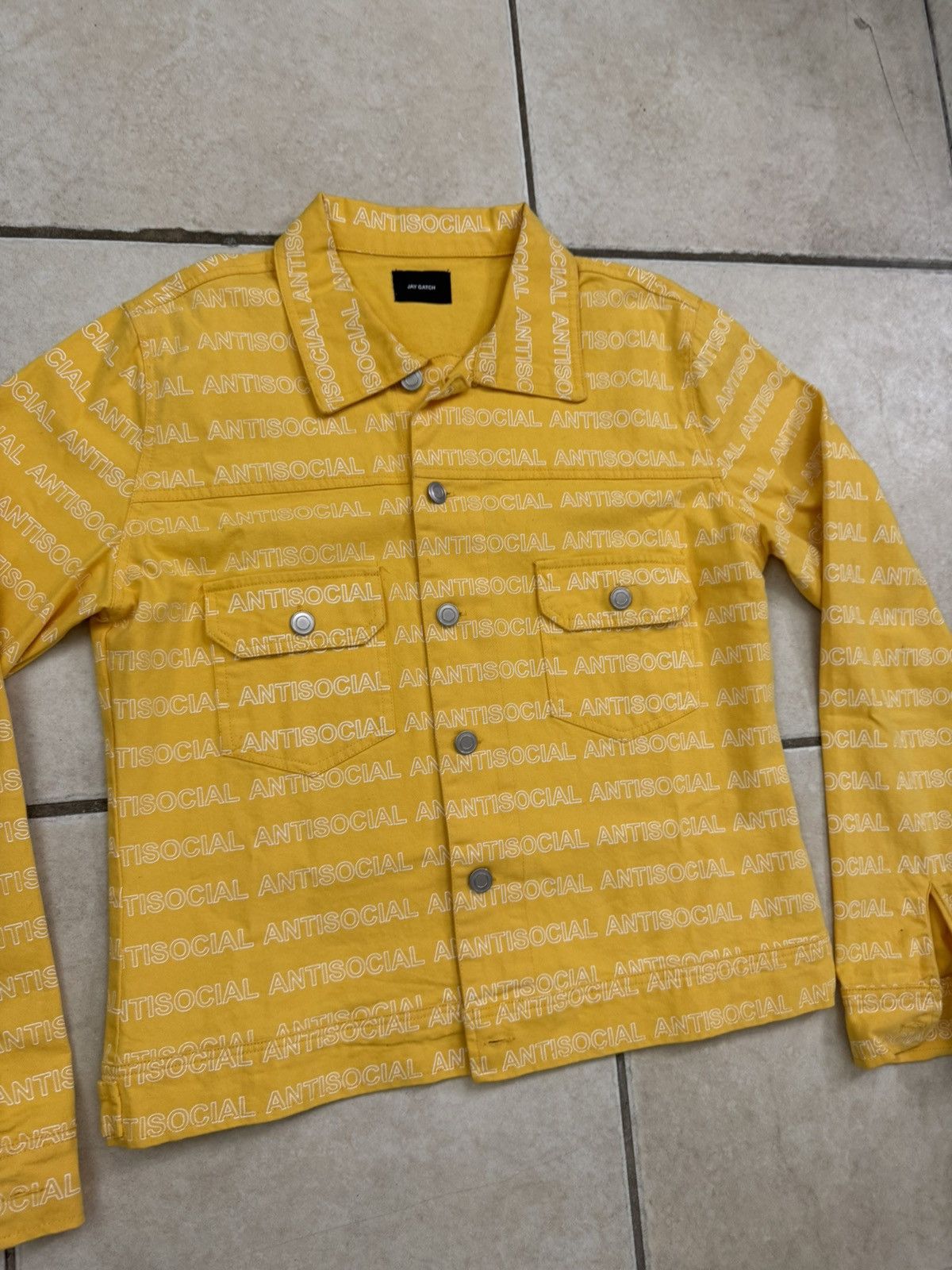 Japanese Brand Jay Gatch ANTISOCIAL Yellow Denim Jacket Size M Size US M / EU 48-50 / 2 - 2 Thumbnail