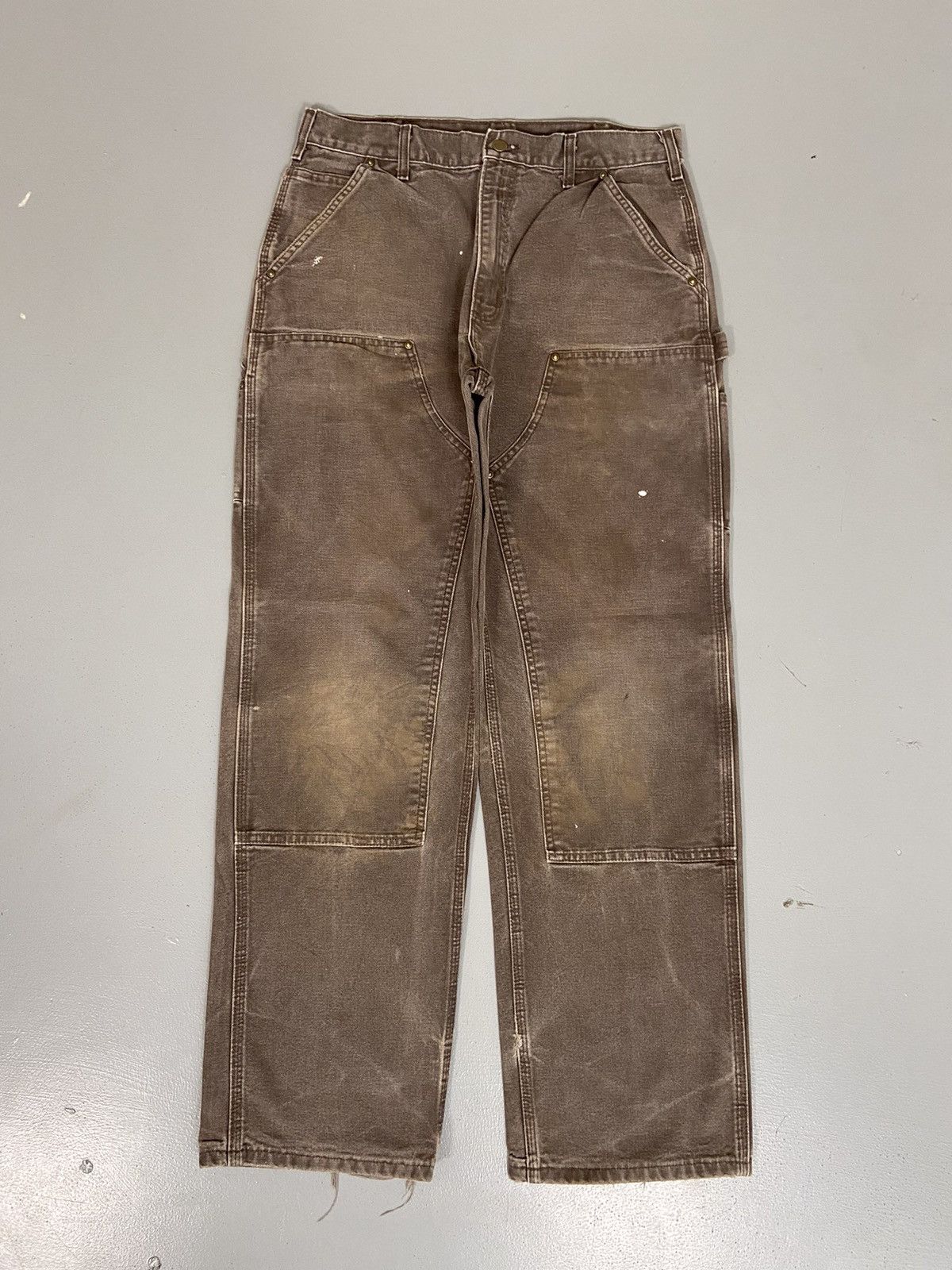 image of Sun Faded Carhartt B13 Dkb Double Knee Denim in Brown, Men's (Size 34)