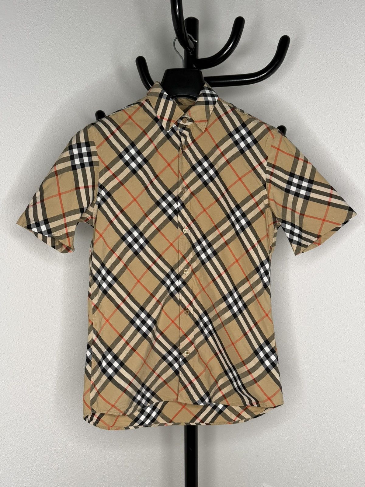 Burberry Burberry Short Sleeve Check Cotton Poplin Shirt Size US S / EU 44-46 / 1 - 1 Thumbnail