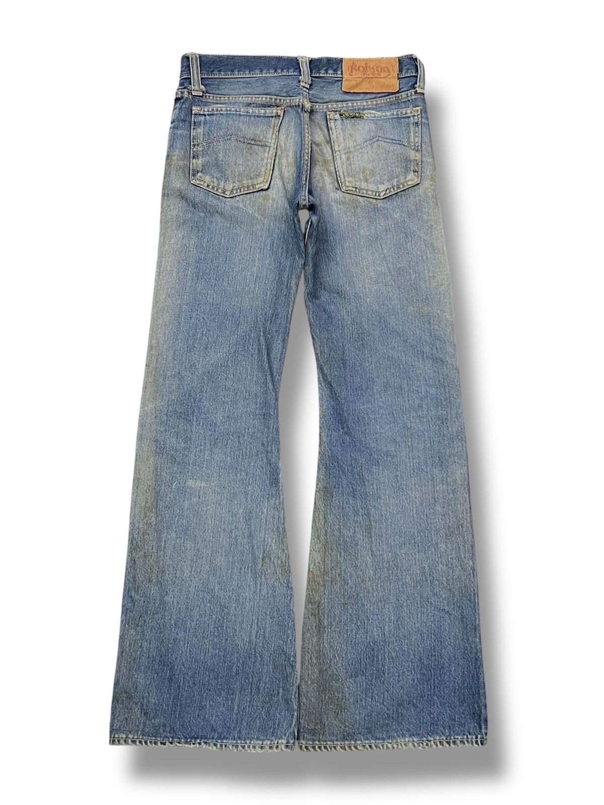 Japanese Brand Flared Vintage 80s Bobson Japan - Faded Mud Wash, Distressed Size US 29 - 3 Thumbnail