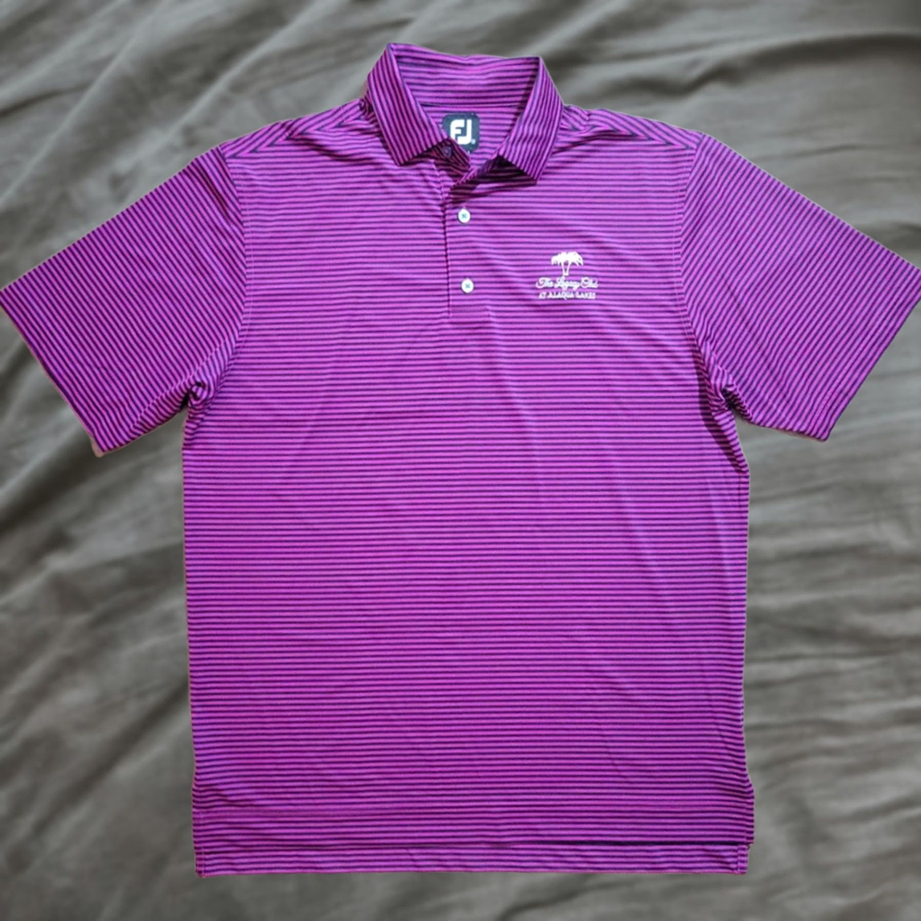 Footjoy FootJoy Mens Polo Shirt Medium Golf Purple Short Sleeve Athletic Legacy Club Alaqua Lakes Logo Sports Size US M / EU 48-50 / 2 - 1 Thumbnail