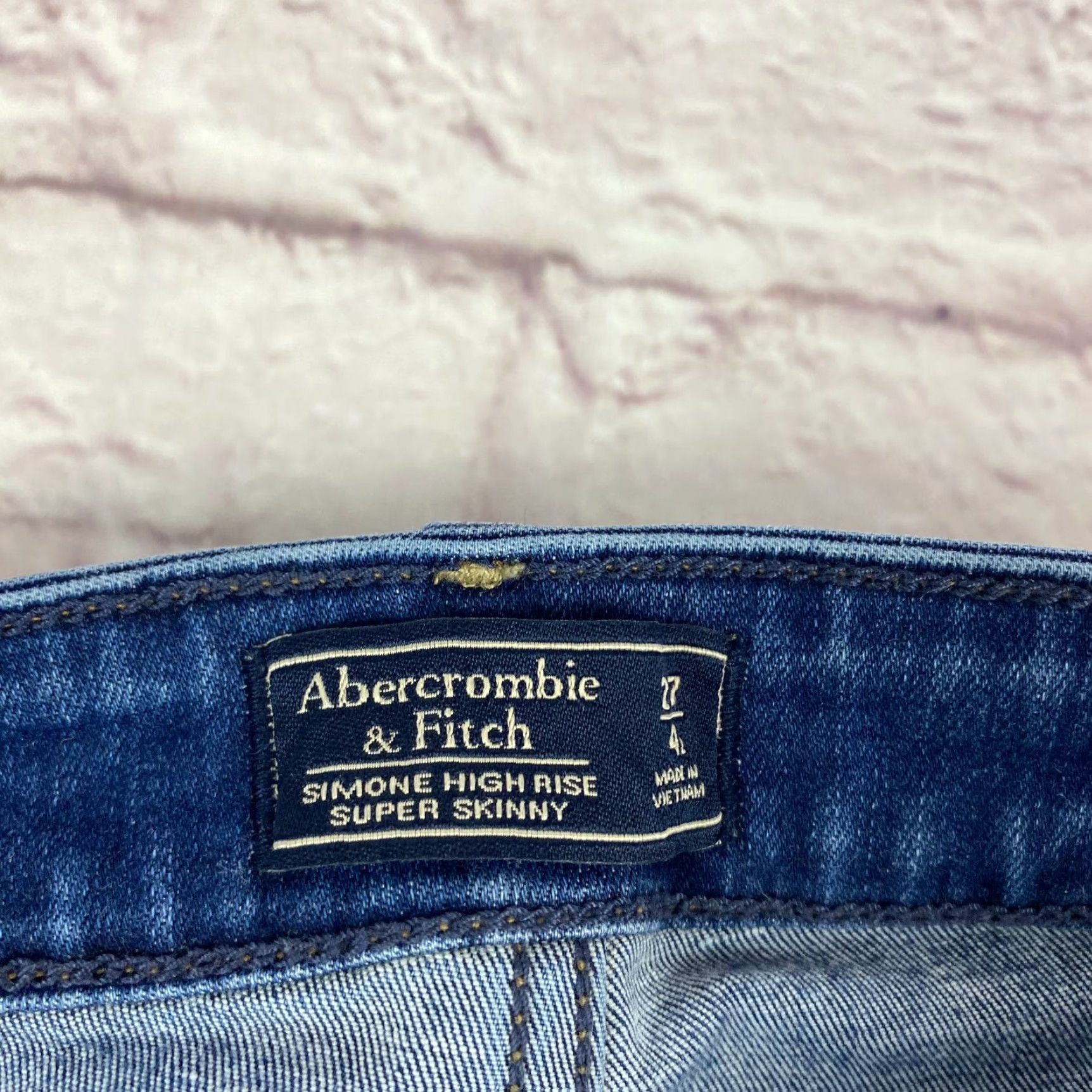 Abercrombie & Fitch Abercrombie & Fitch Simone High Rise Super Skinny Jeans Distressed Blue 27 Long Size 27" / US 4 / IT 40 - 3 Thumbnail