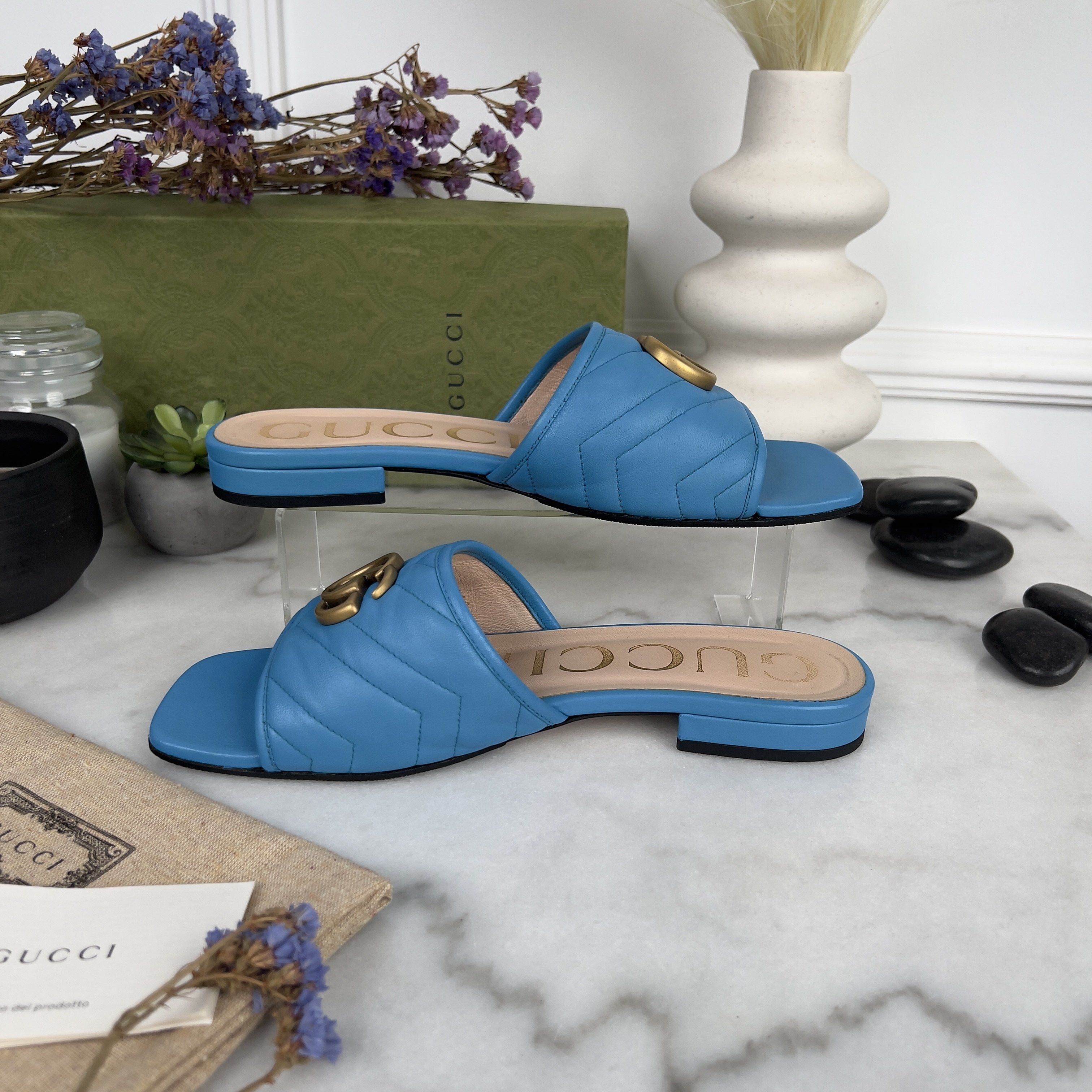 Gucci GUCCI Marmont GG Slide Sandals Mule Leather Size US 7 / IT 37 - 6 Thumbnail