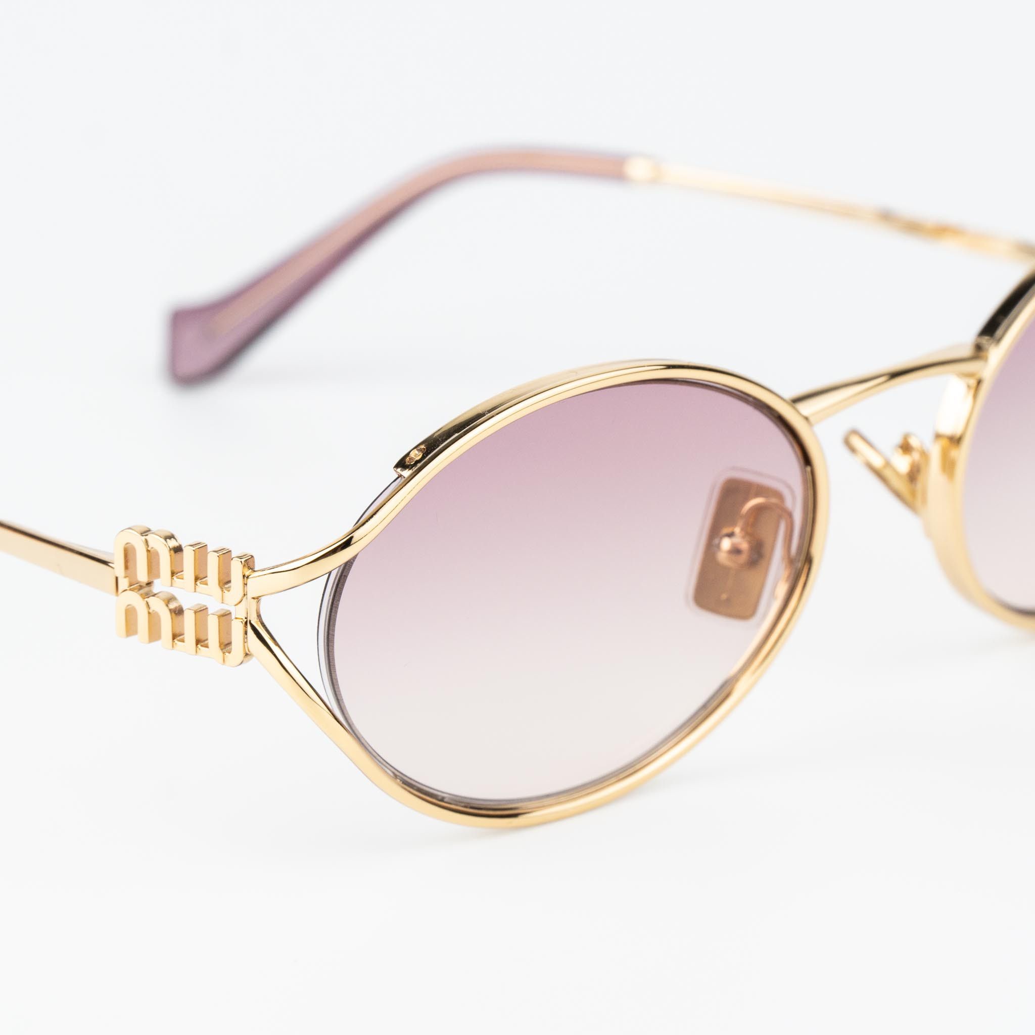 Miu Miu NEW Miu Miu MU52YS 5AK06S LOGO Oval Unisex Sunglasses Size ONE SIZE - 8 Thumbnail