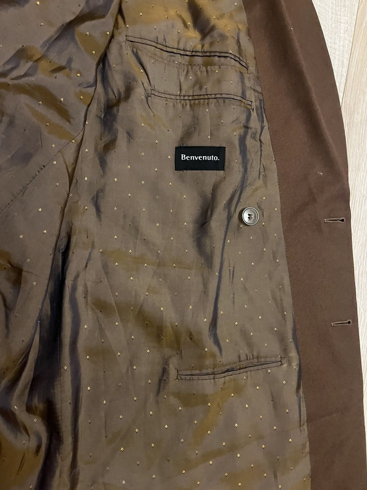 BENVENUTO. Vintage Benvenuto Double-Breasted Blazer 90s Chocolate Brown Size 54R - 8 Thumbnail
