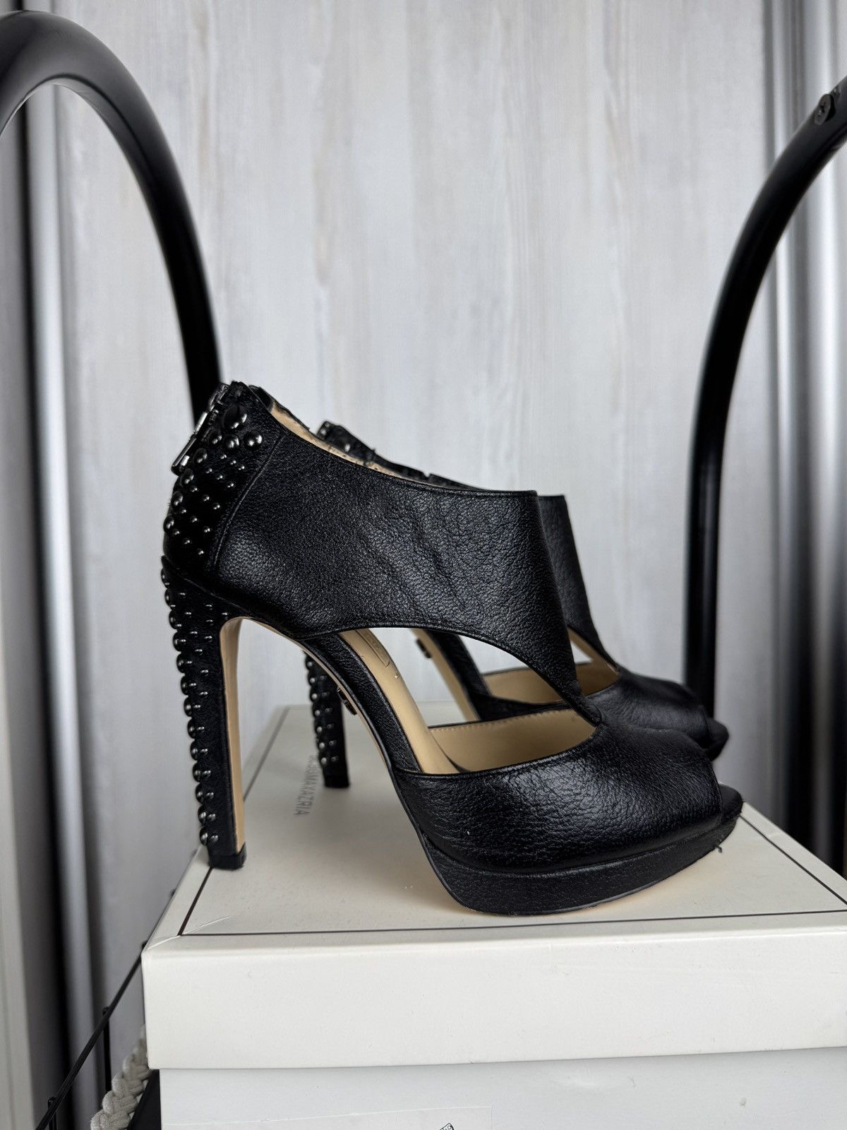 Bcbgmaxazria × Genuine Leather BCBG MaxAzria ILMA Black leather Heels Size US 7 / IT 37 - 3 Thumbnail