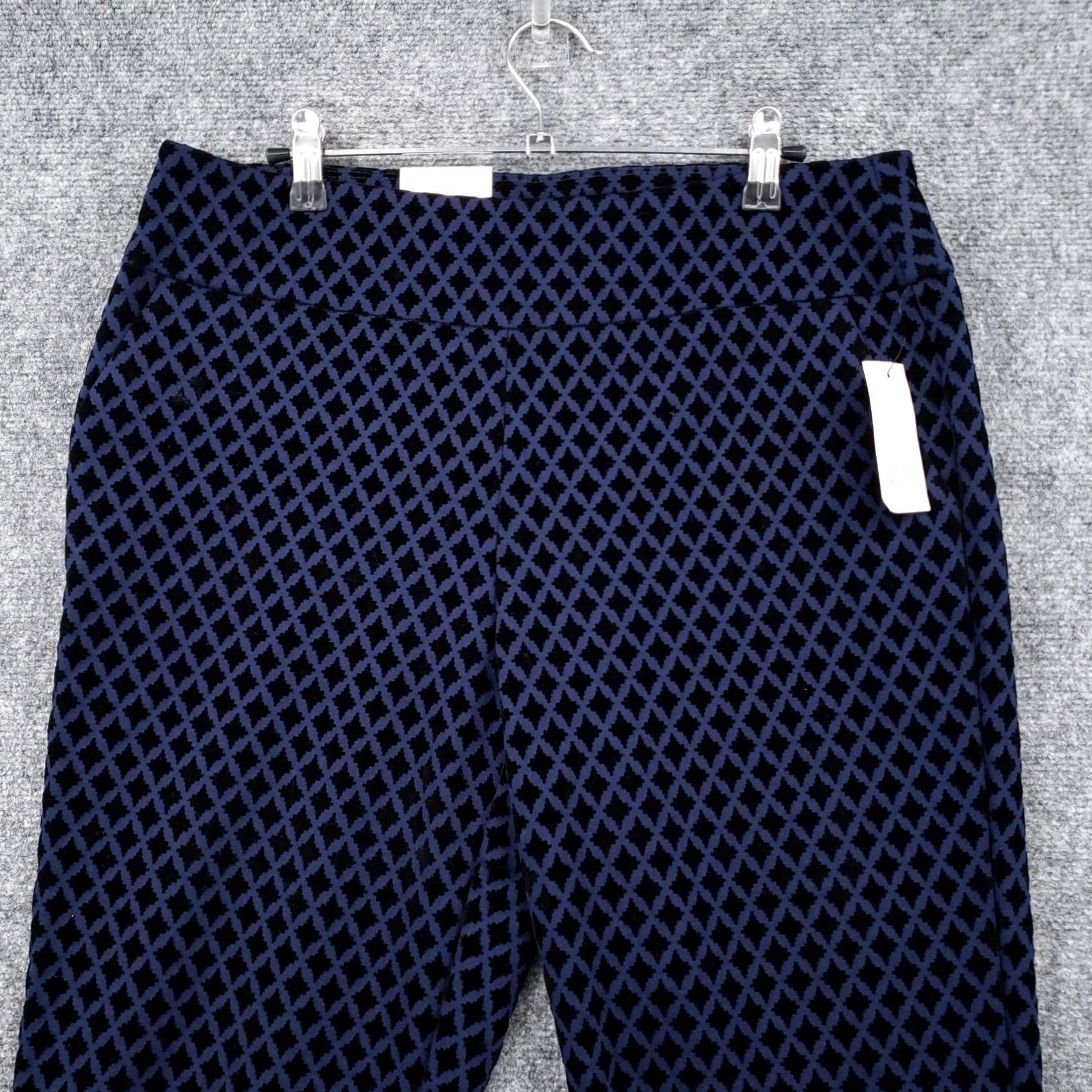 Vintage Crown & Ivy Pants Womens 10 Blue Tech Stretch High Rise Diamond Print Ankle Size 32" / US 10 / IT 46 - 3 Thumbnail