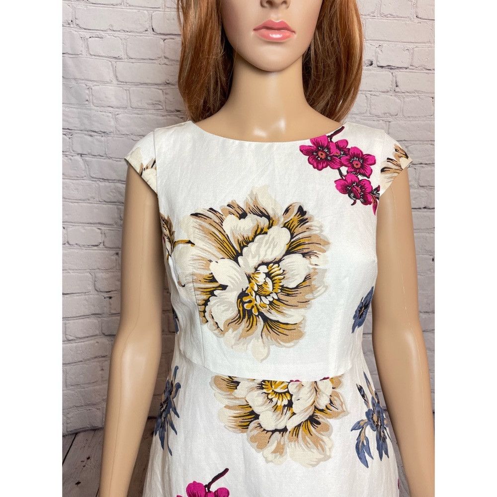Ann Taylor NWT New $109 Ann Taylor Linen Floral White Dress Size 0P Size XS / US 0-2 / IT 36-38 - 3 Thumbnail