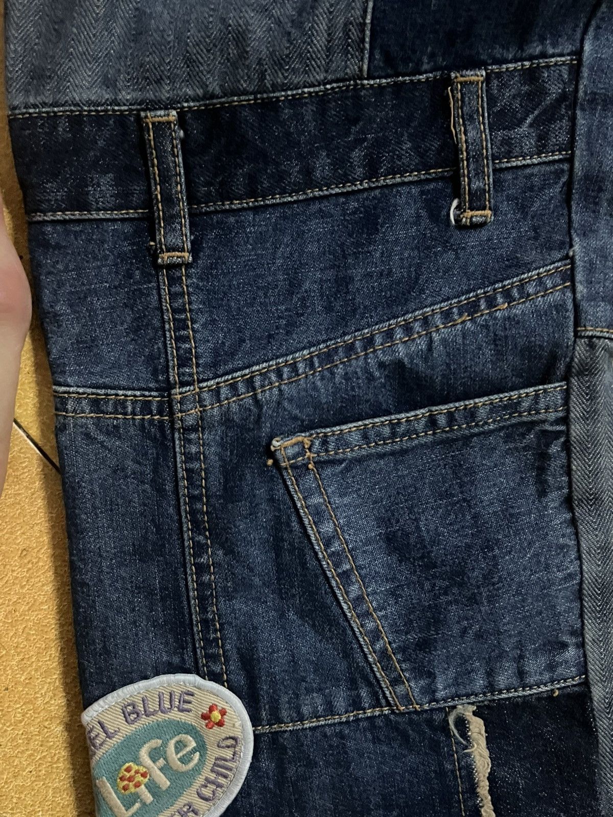 Angel Blue VINTAGE Angel Blue Patchwork Denim Jeans Y2K Japanese Brand Size US 26 / EU 42 - 8 Thumbnail