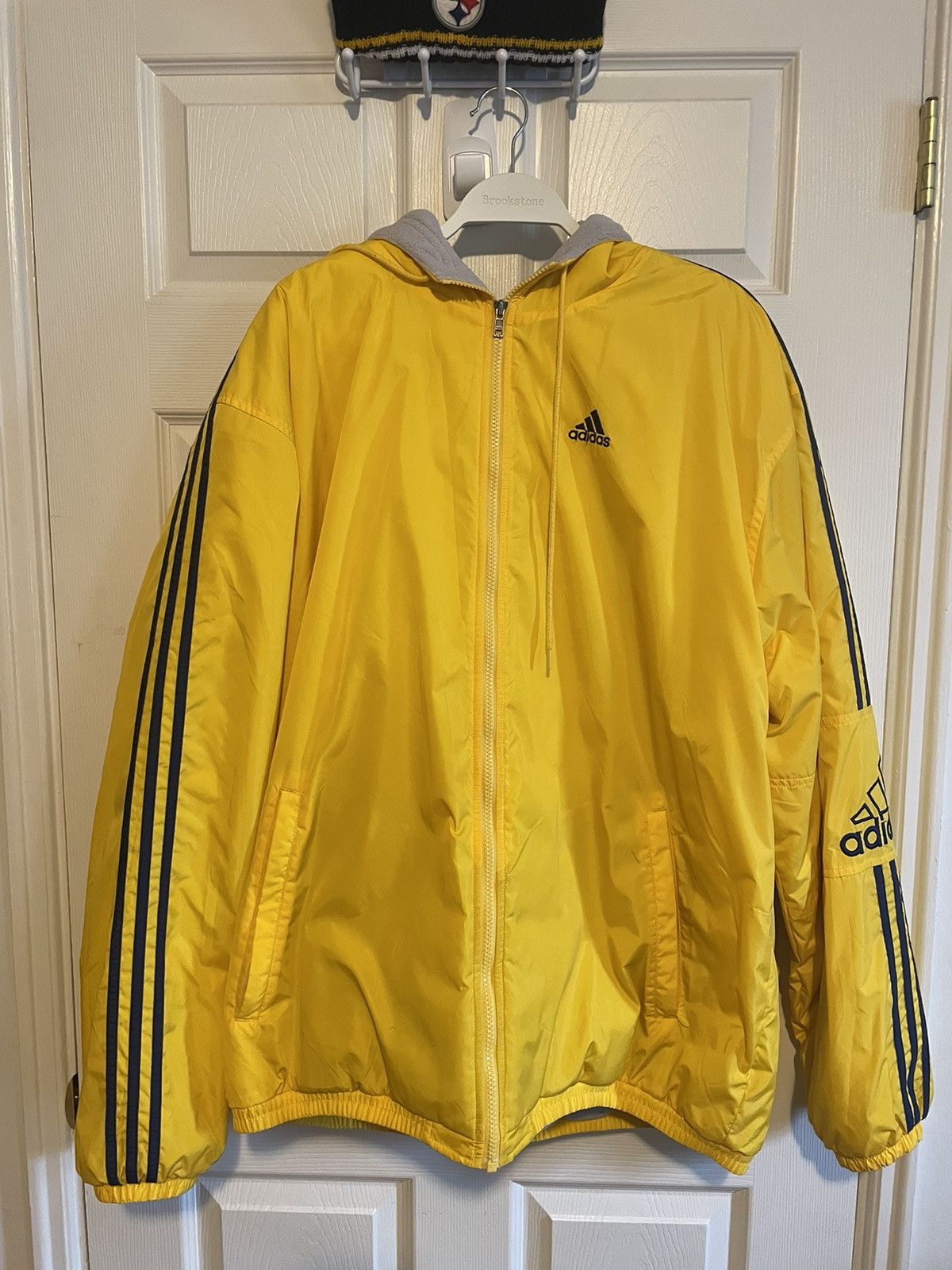 image of Adidas Heavy Rain Jacket in Yellow/Navy, Men's (Size XL)