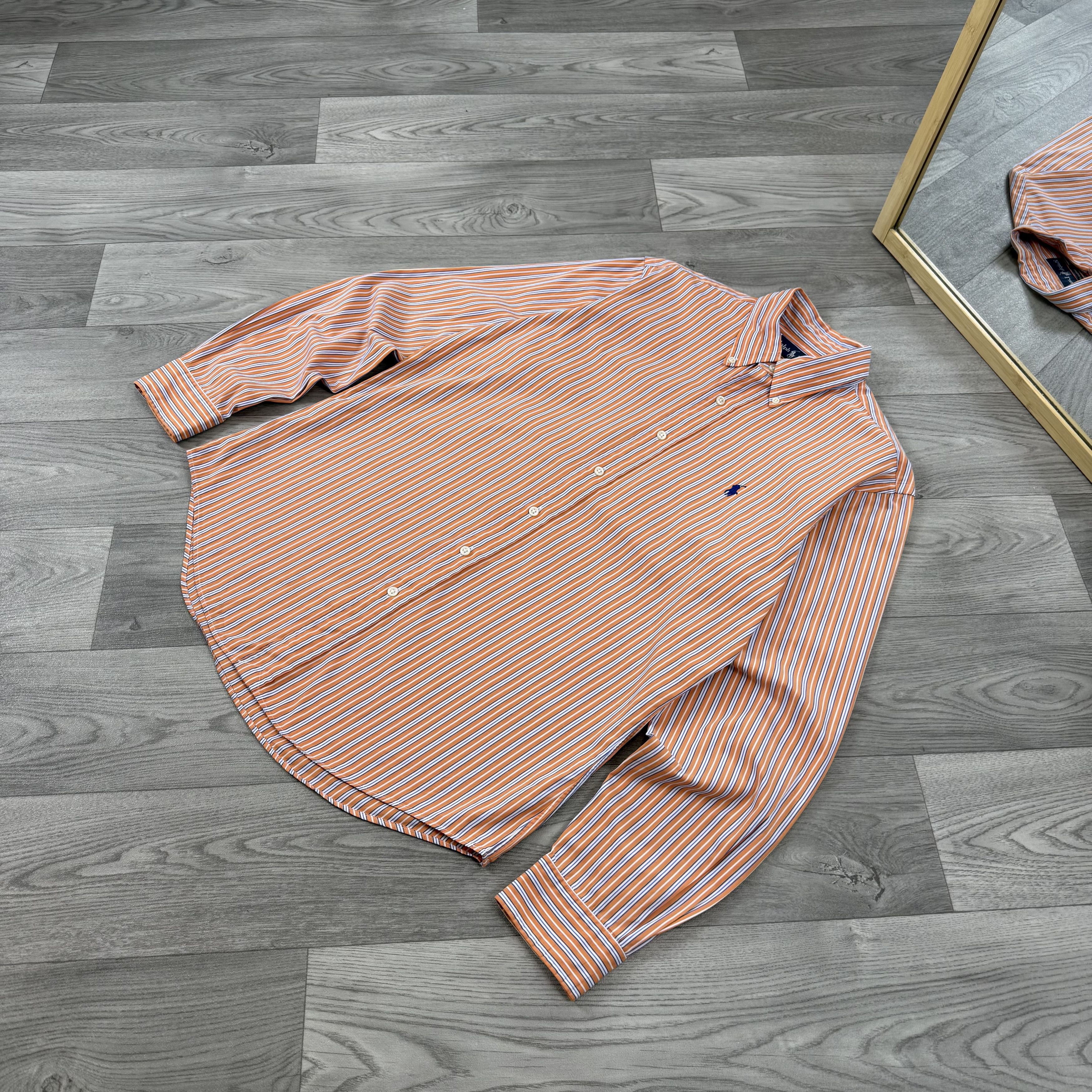 Polo Ralph Lauren Vintage Polo Ralph Lauren 90s Orange Striped Button Up Shirt Size US M / EU 48-50 / 2 - 3 Thumbnail