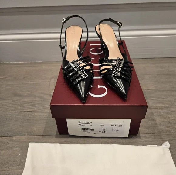 Gucci Seraphine 75mm Leather Slingback Heels