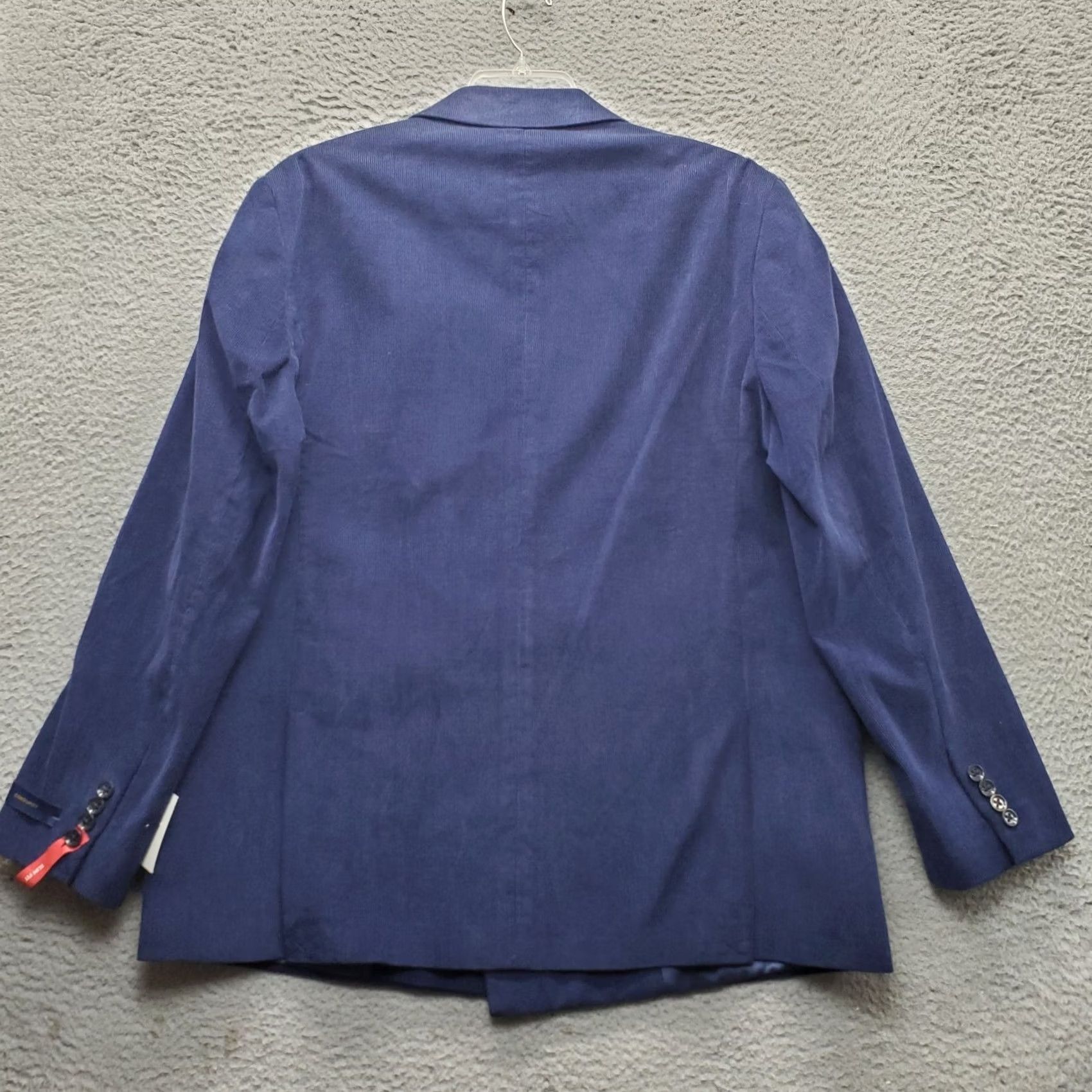 Stafford Stafford Navy Corduroy Blazer Mens 48 Slim Fit Double Breasted Peak Lapel Jacket Size 48R - 2 Thumbnail
