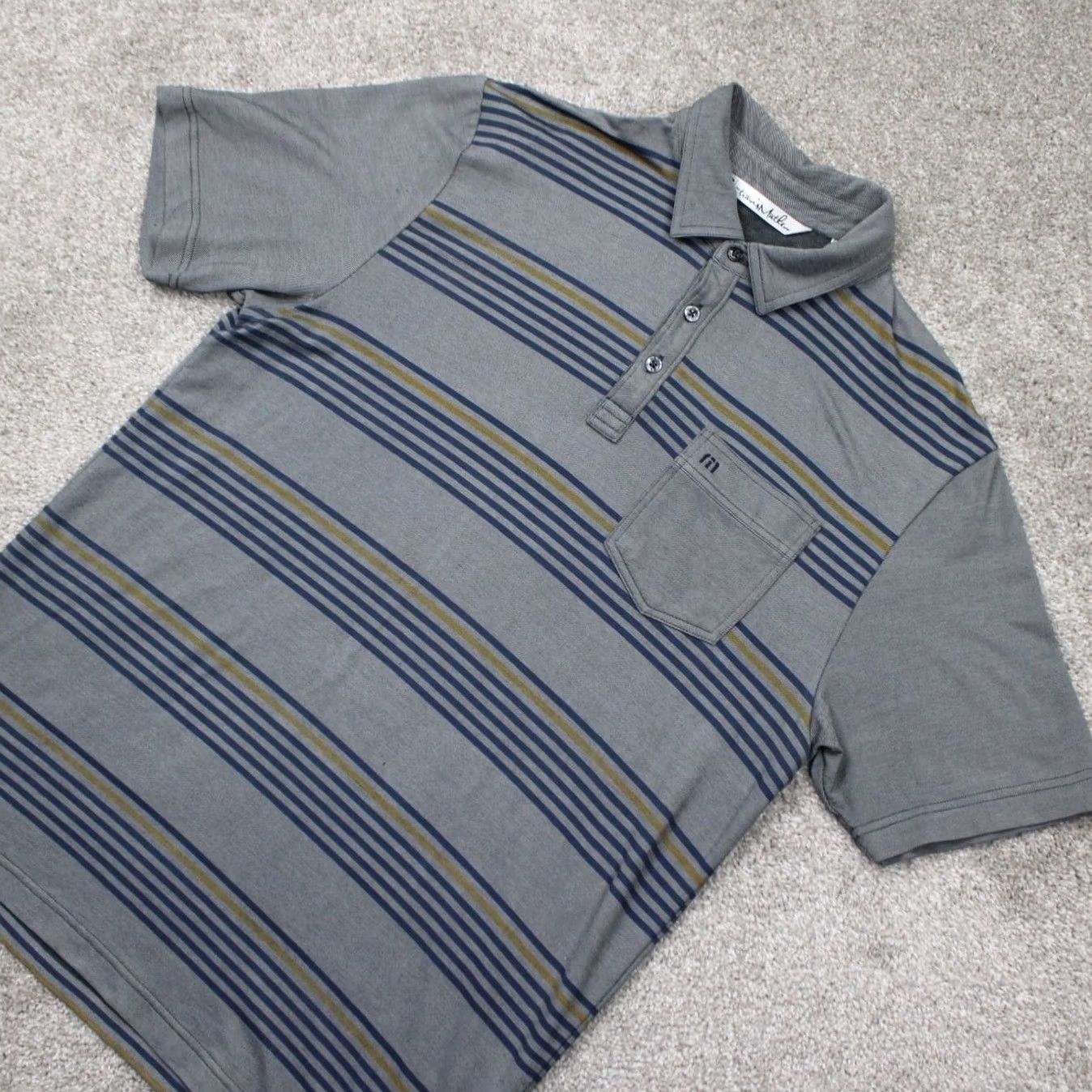 TravisMathew Travis Mathew Polo Shirt Mens Medium Gray Heather Pocket Golf Short Sleeve Size US M / EU 48-50 / 2 - 3 Thumbnail