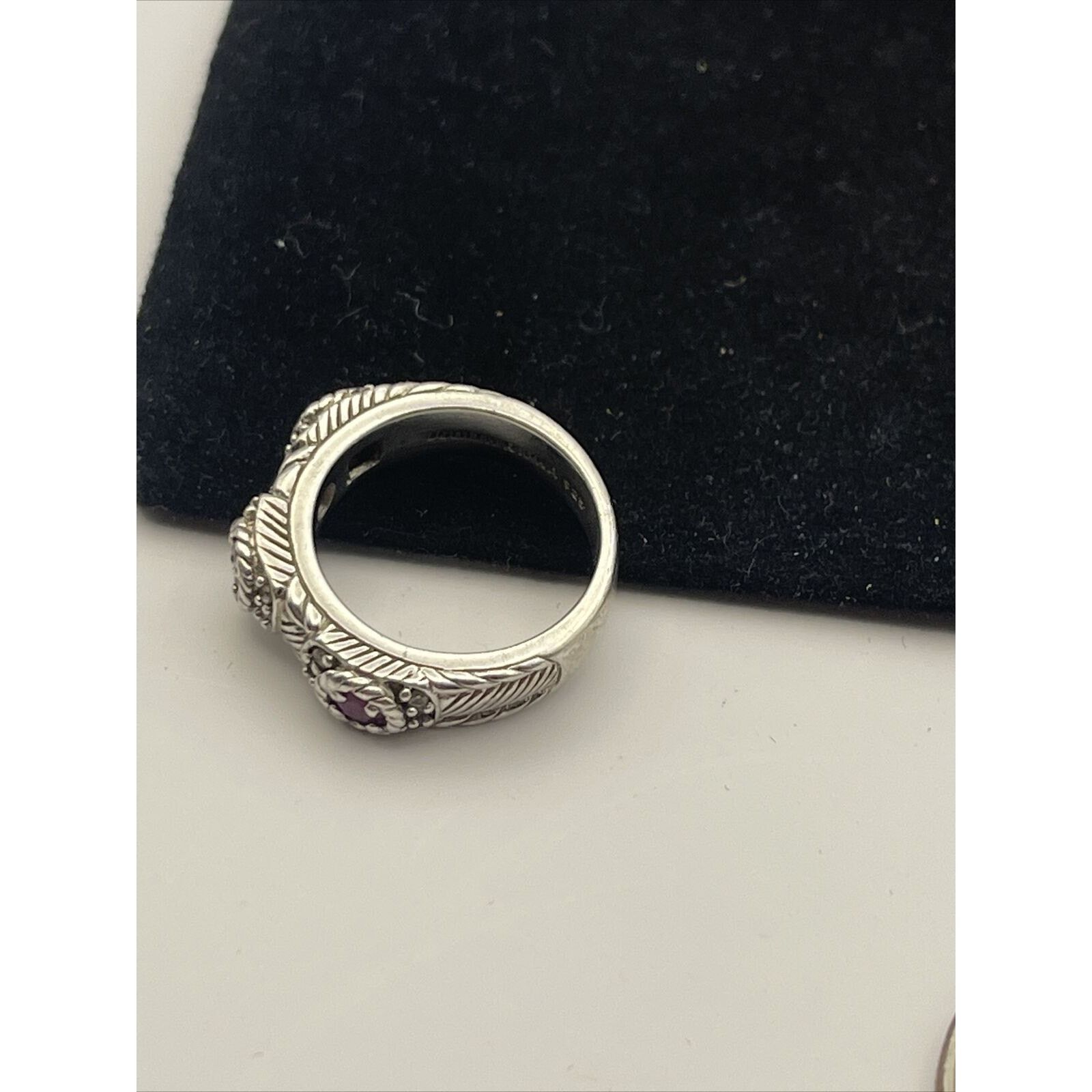 Vintage Judith Ripka Ruby Ring Estate Sterling Silver CZ Size 5 Size ONE SIZE - 7 Thumbnail
