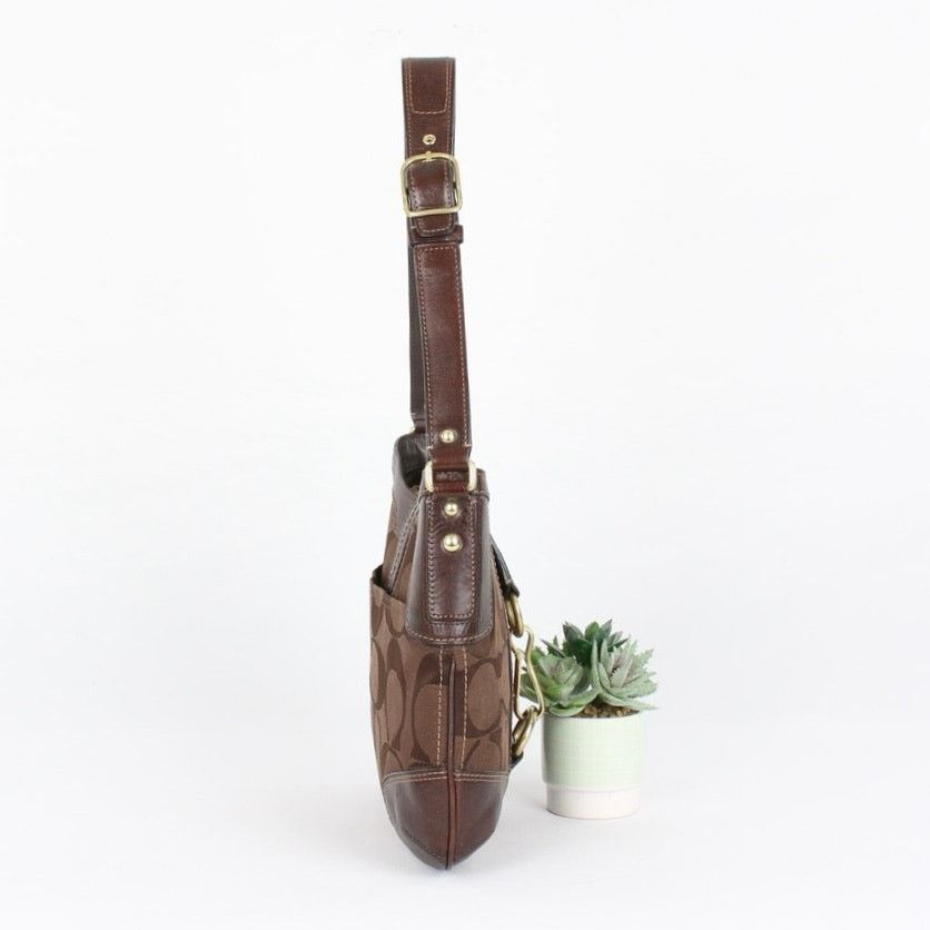 Coach Coach Y2K Brown Signature Jacquard&Leather Hobo Bag #11067 Size ONE SIZE - 3 Thumbnail