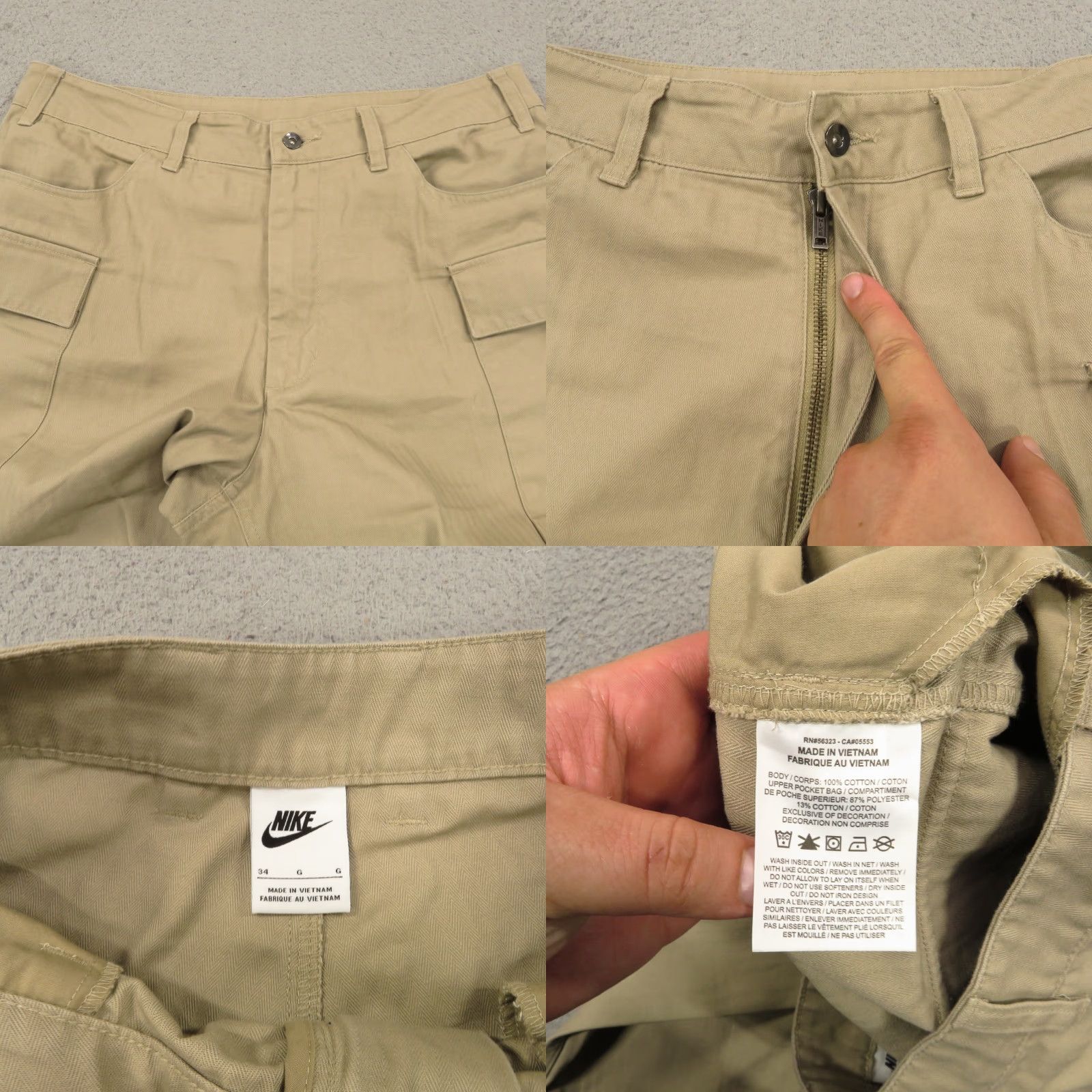 Nike Nike Pants Men 34x30 Baggy Cargo Wide-Leg Herringbone Twill Y2K 90s Grunge Hip Hop Beige Size US 34 / EU 50 - 8 Thumbnail